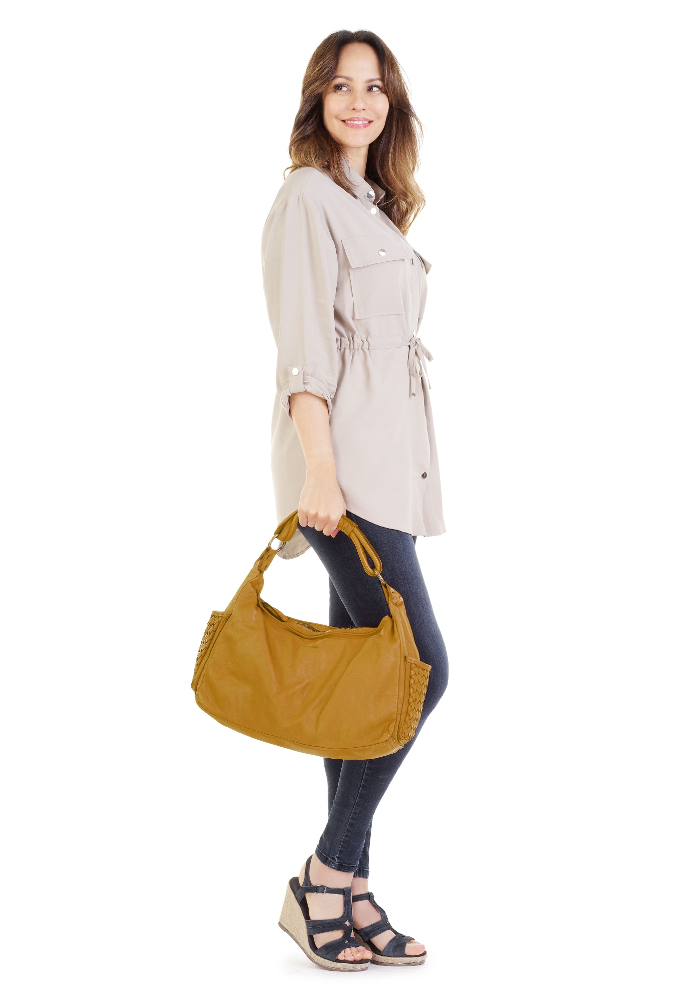 Samantha Look Henkeltasche, echt Leder, Made in Italy