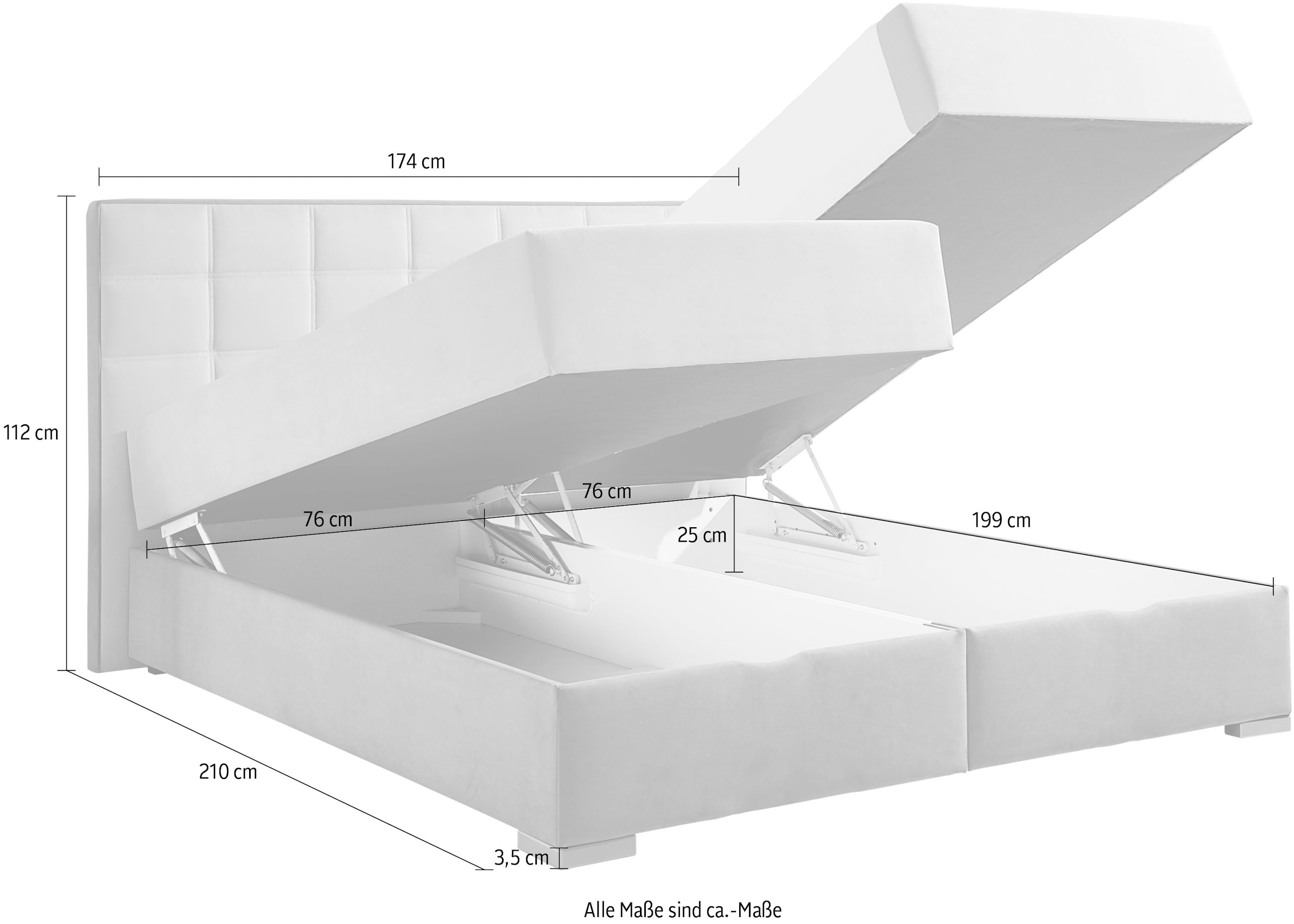 Maintal Boxspringbett, mit Bettkasten und Topper