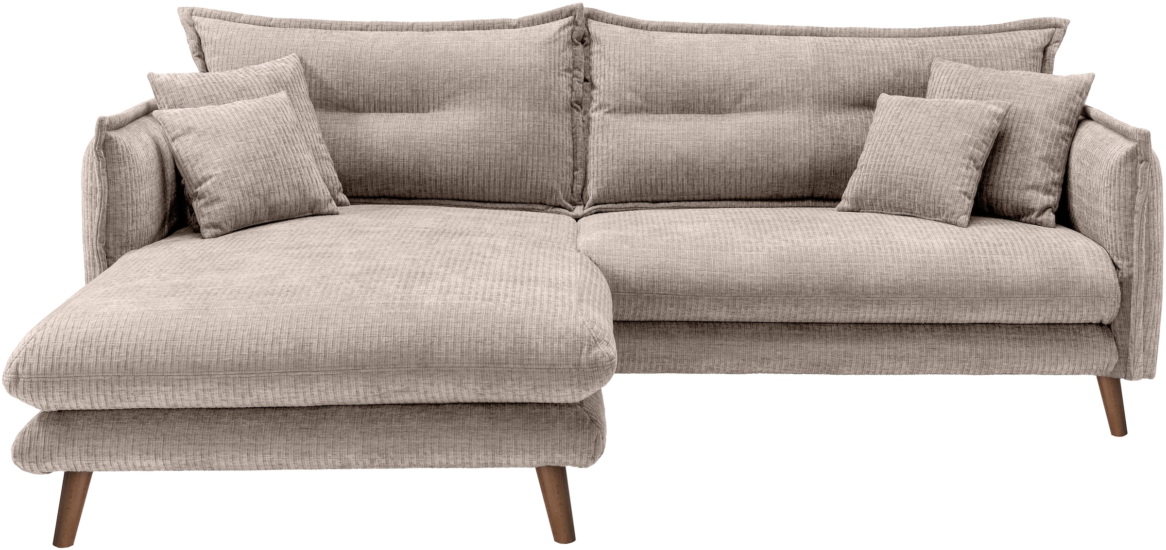 INOSIGN Ecksofa »Lazio modern und bequem, schmale Armlehnen, tolle Detailverarbeitung«, zwei verschiedene Fussfarben wählbar