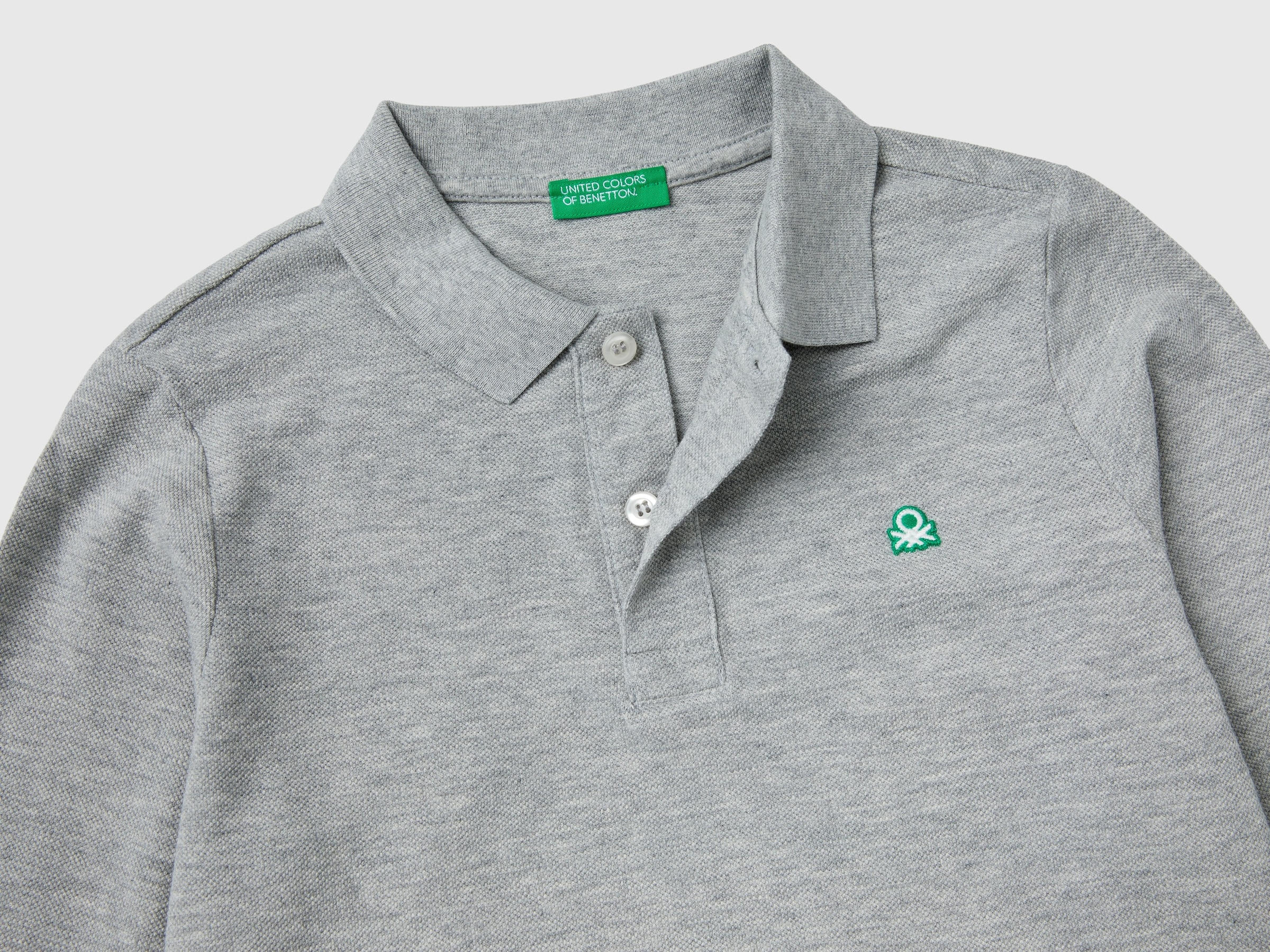 United Colors of Benetton Langarm-Poloshirt, mit Logostickerei an der Brust