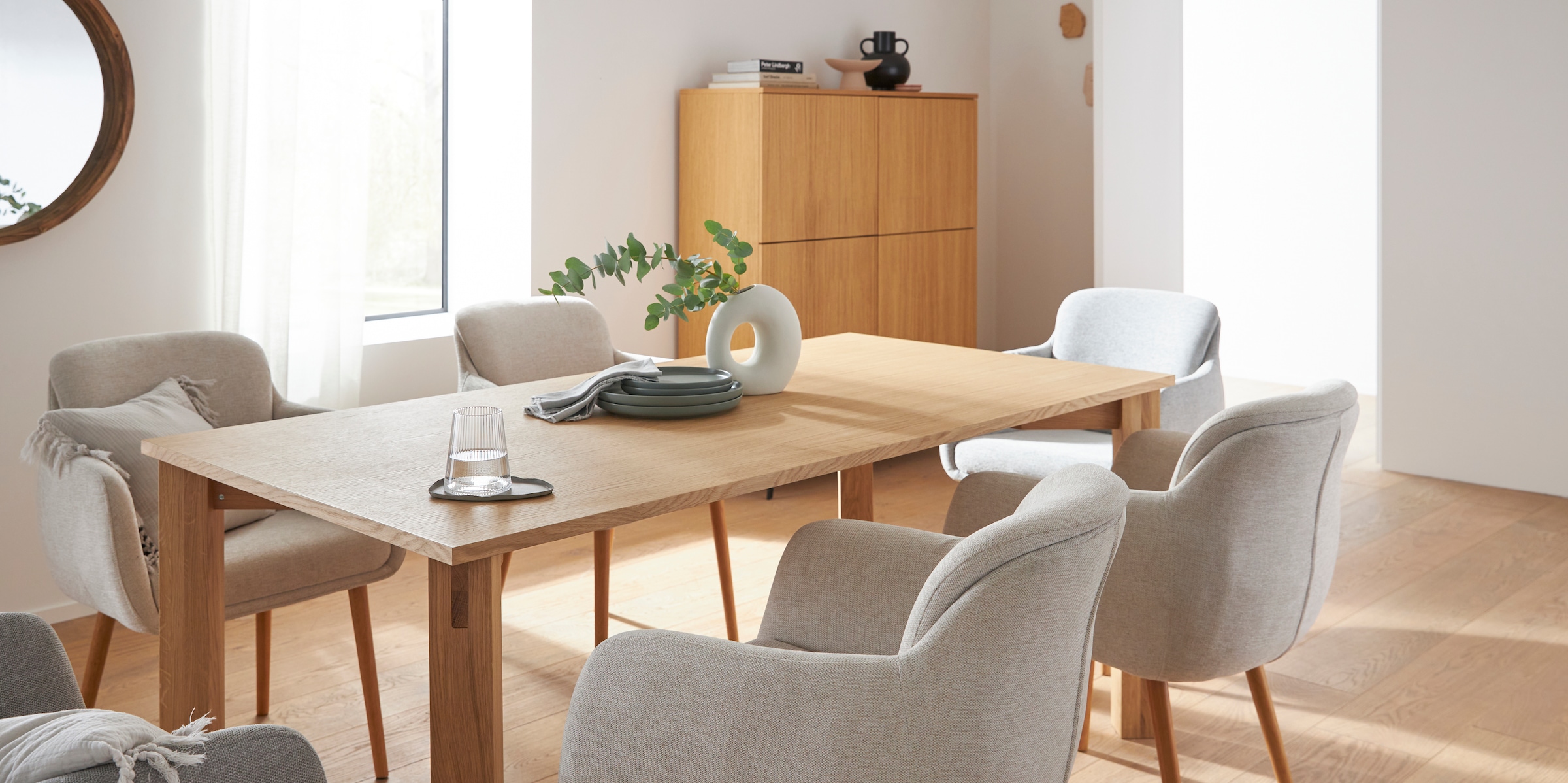 LeGer Home by Lena Gercke Esszimmerstuhl »Fleur«, Struktur fein, Beine aus Massivholz, bequemer Polsterstuhl, Schalenstuhl