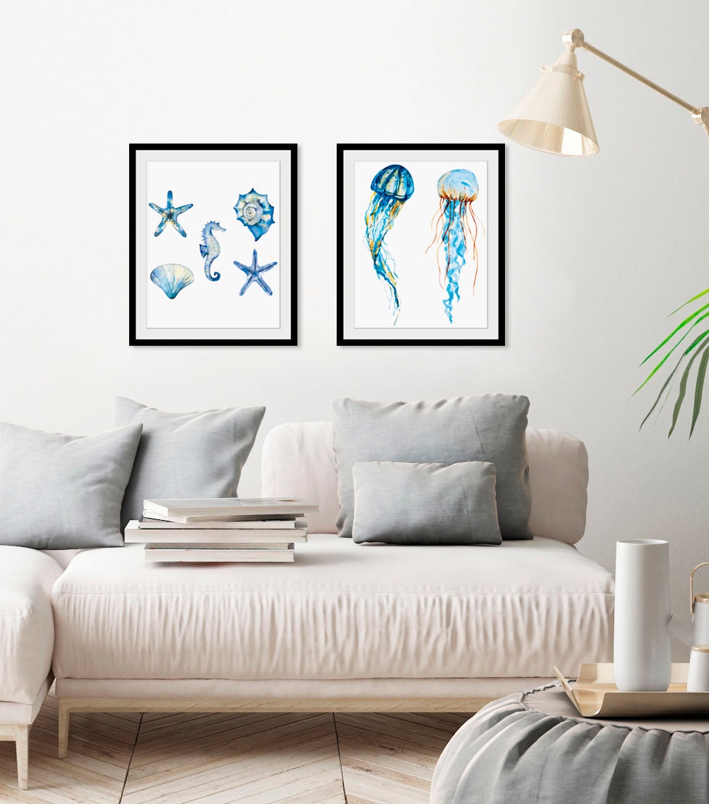 queence Bild »Macklemore«, Meer-Wassertiere-Kunst, (1 St.), HD Premium Poster-Druck inkl. Holzrahmen
