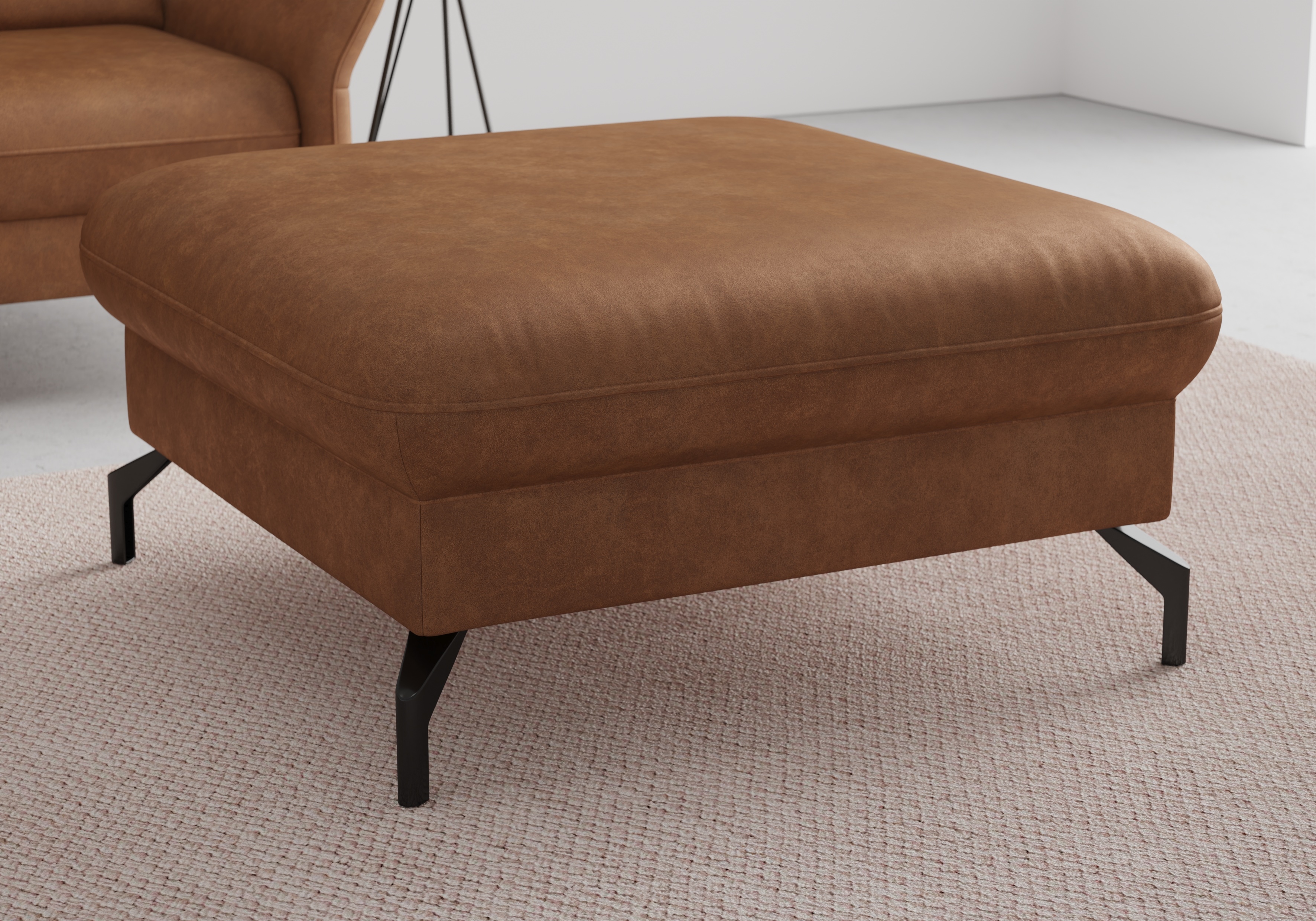 sit&more Hocker "Fashion" inklusive Federkern, mit hochwertigen, schwarzen Metallfüssen