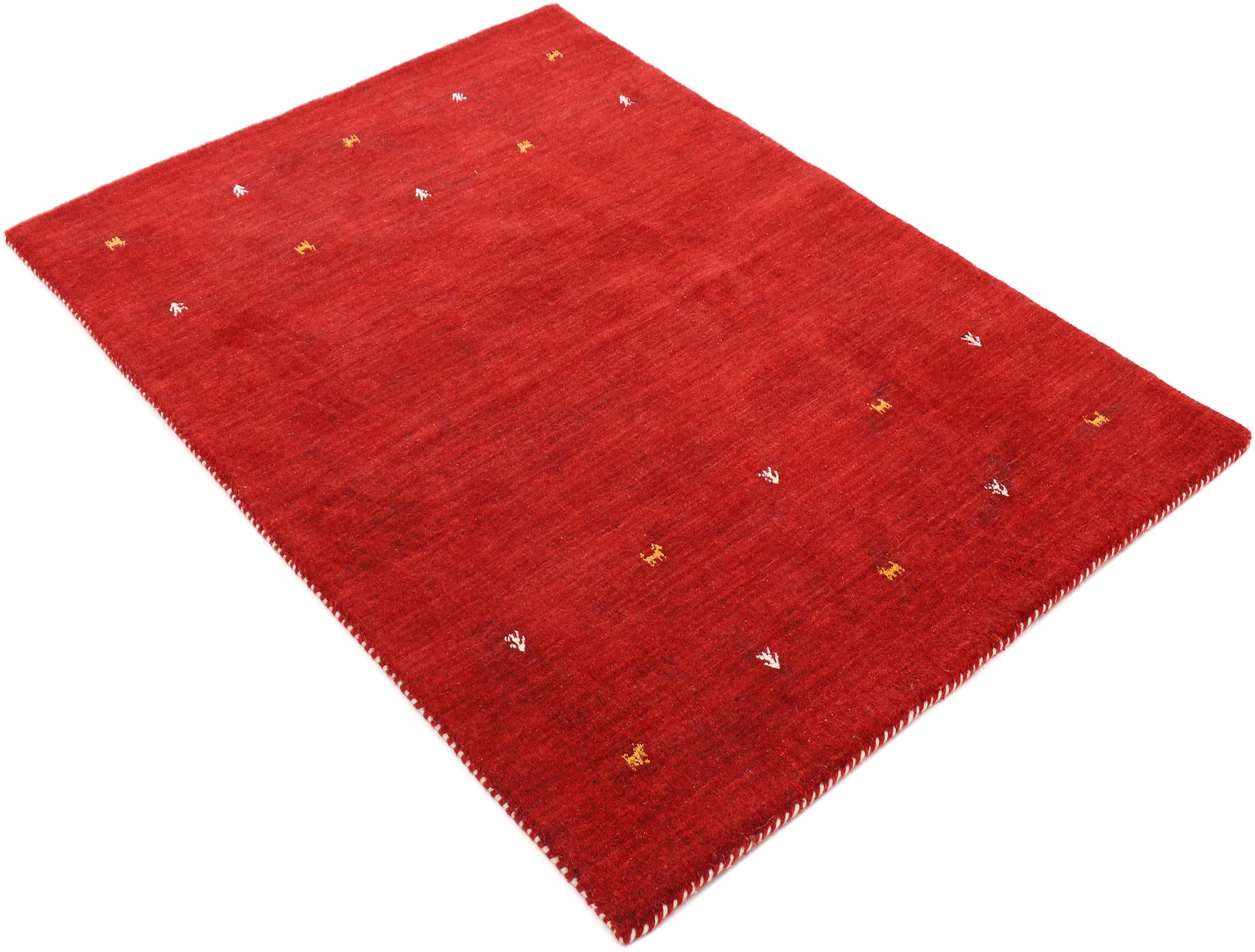 carpetfine Wollteppich »Gabbeh Uni, auch als Läufer und Rund erhältlich«, rechteckig, 15 mm Höhe, reine Wolle, handgewebt, Gabbeh Loom Tiermotiv, grosse Farbauswahl