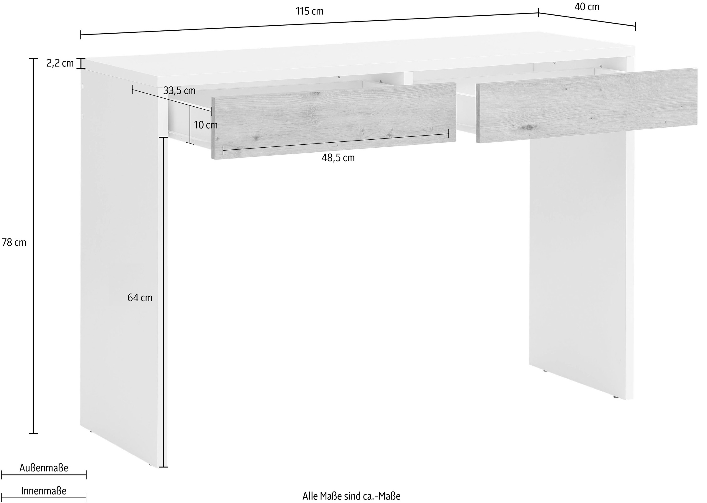 INOSIGN Schminktisch »Astral«, mit zwei Schubkasten, einer Arbeitshöhe von 78 cm, Breite 115 cm