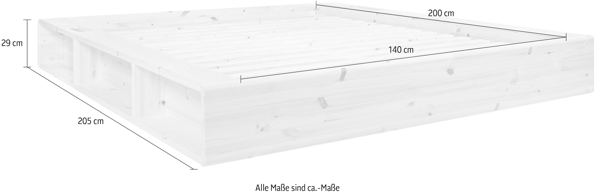 Karup Design Futonbett »Ziggy, in mehreren Breiten, zertifiziertes Massivholz«, praktische Ablagefläche neben der Matratze, viel Stauraum