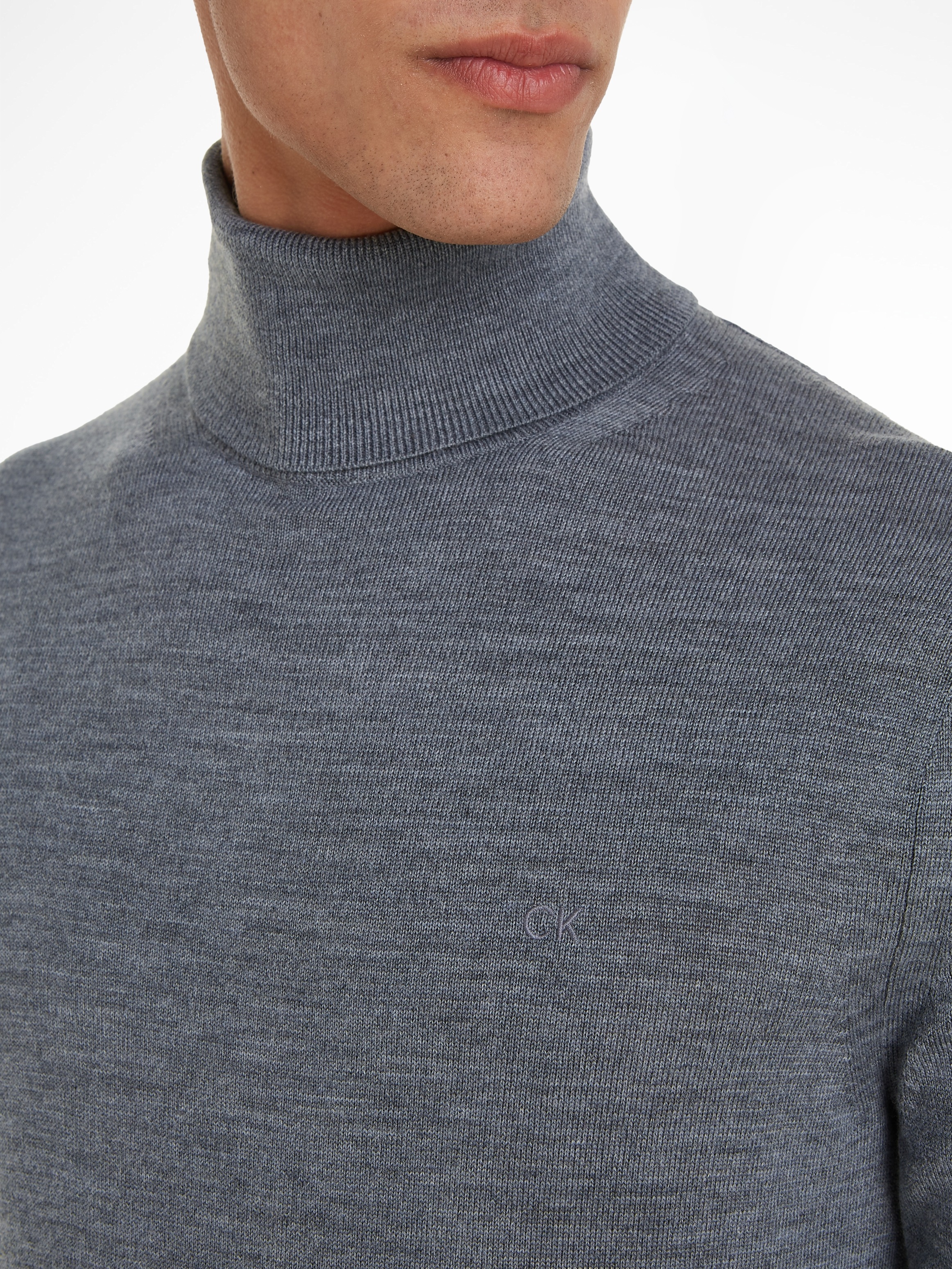 Calvin Klein Rollkragenpullover »SUPERIOR WOOL TURTLE NECK«, mit Logostickerei