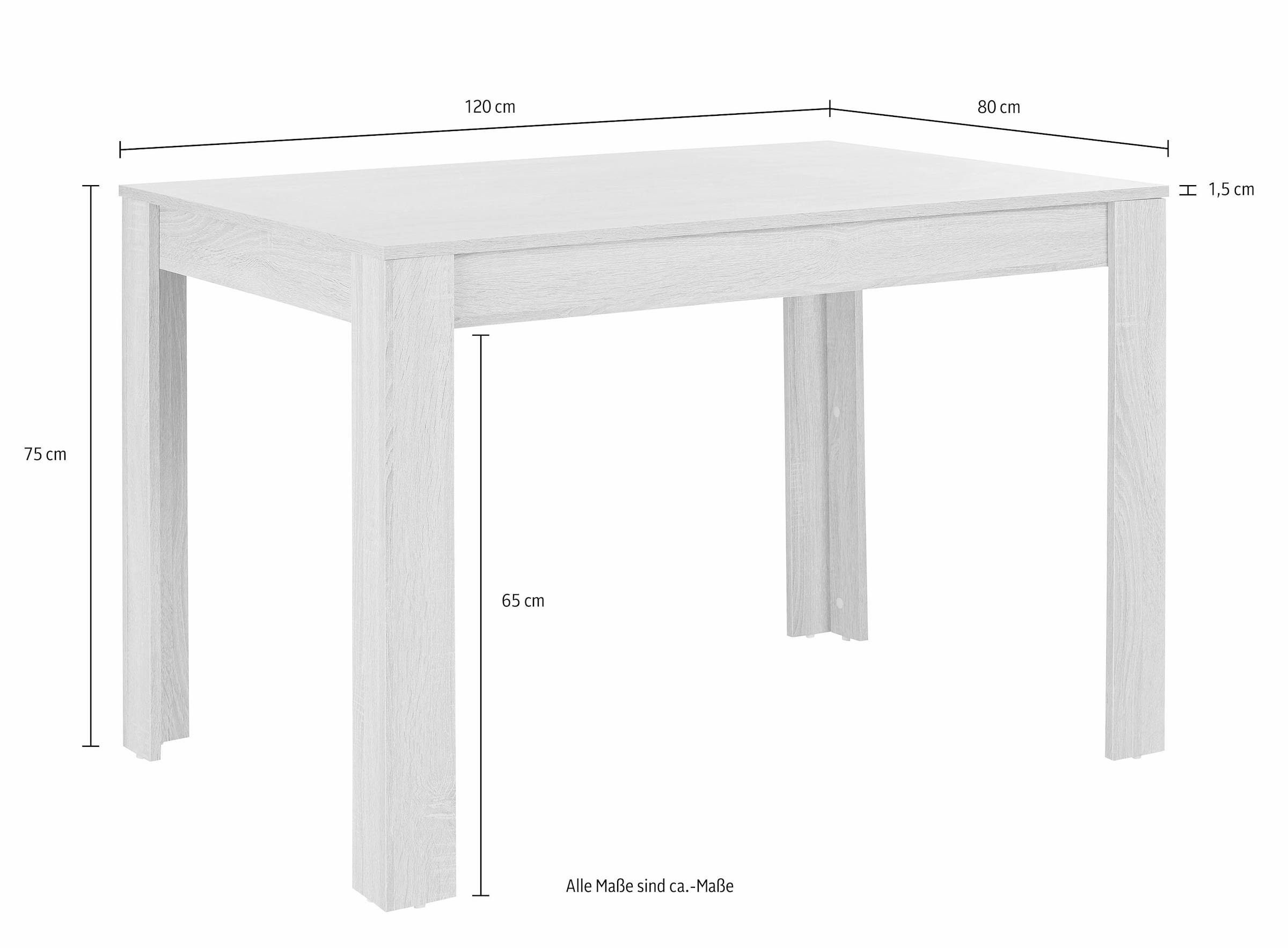 INOSIGN Esstisch »Meigh, TOPSELLER!«, (Tisch, Esstisch), Breite 120 cm, verschiedene Grössen, verschiedene Farben