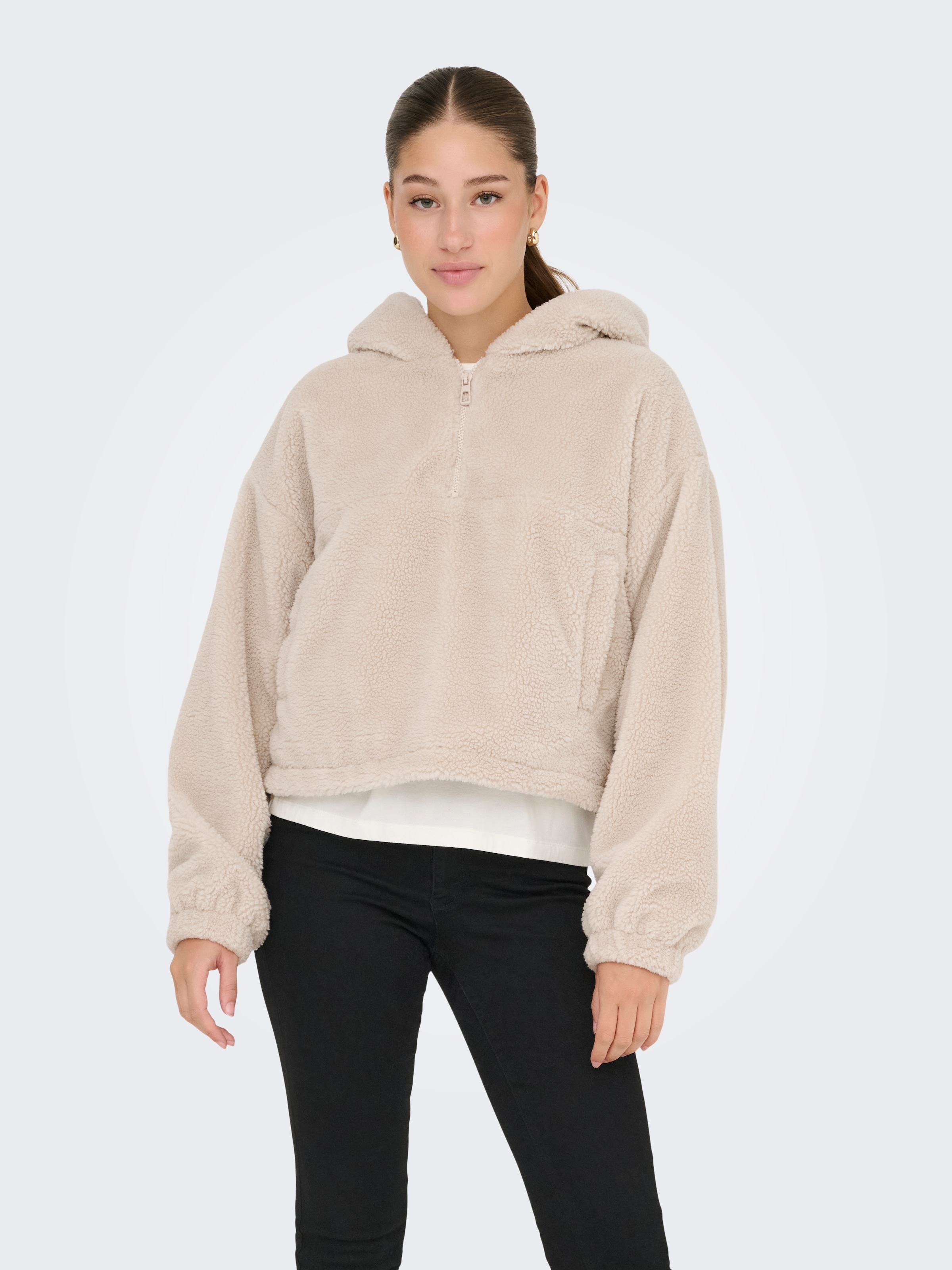 ONLY Fleecejacke »ONLSIENA TEDDY ANORAK LIFE CC OTW«, mit Kapuze