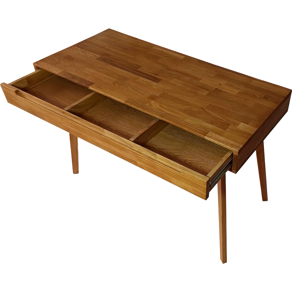 Home affaire Schreibtisch »Albert«, aus massivem Eichenholz, viele Stauraummöglichkeiten, Breite 110 cm
