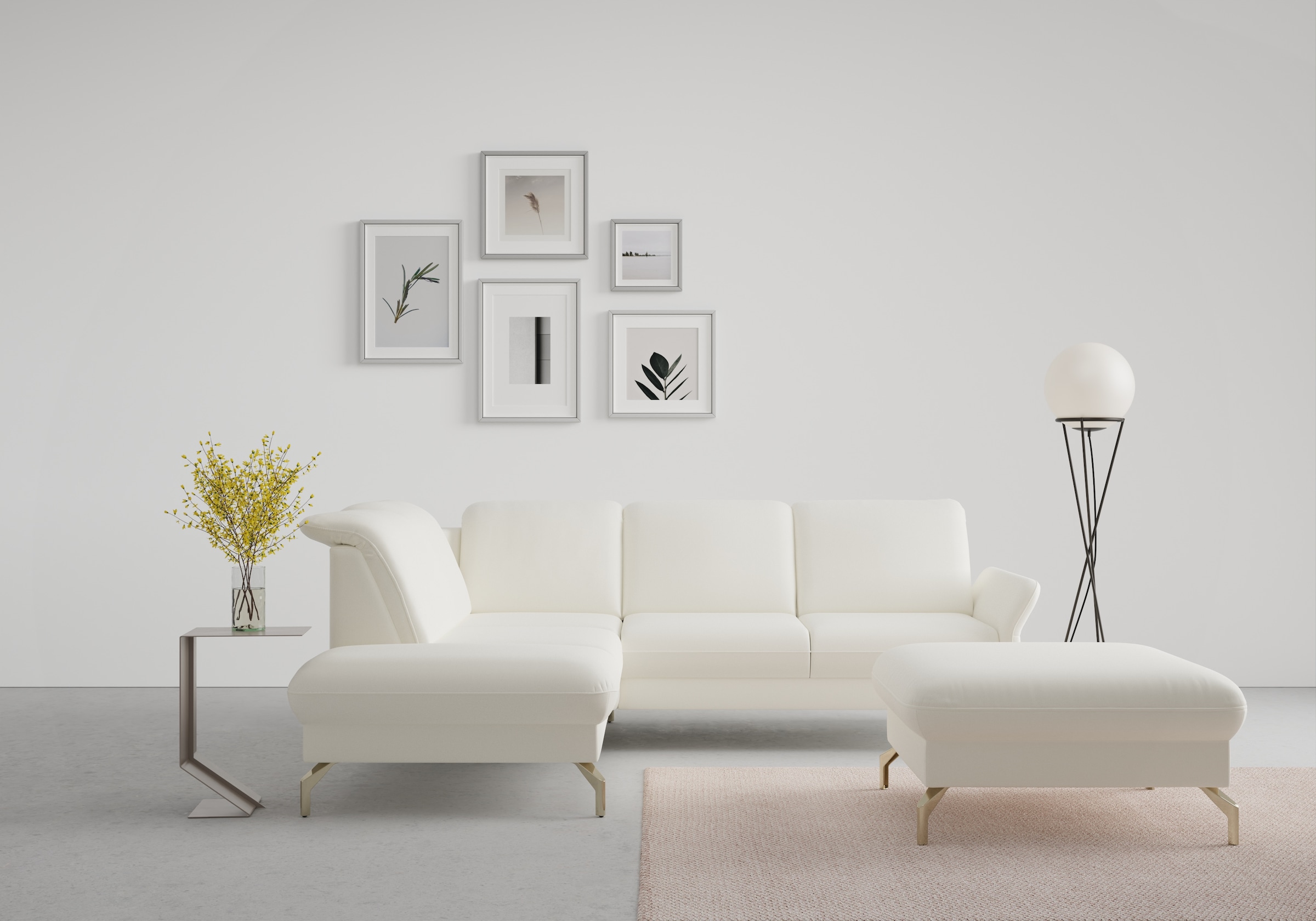 sit&more Ecksofa "Fashion L-Form" wahlweise mit Kopfteilverstellung, Vorziehsitz, motorisch, Nickelfüsse