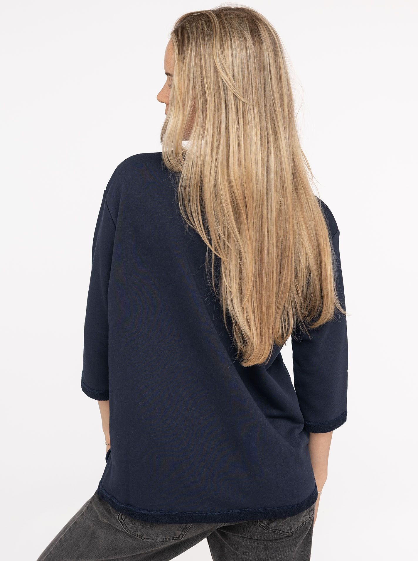 Zwillingsherz 3/4-Arm-Shirt »"Meer Gedanken"«, 3/4 Arm, mit Martimer Botschaft, ausgefransten Kanten