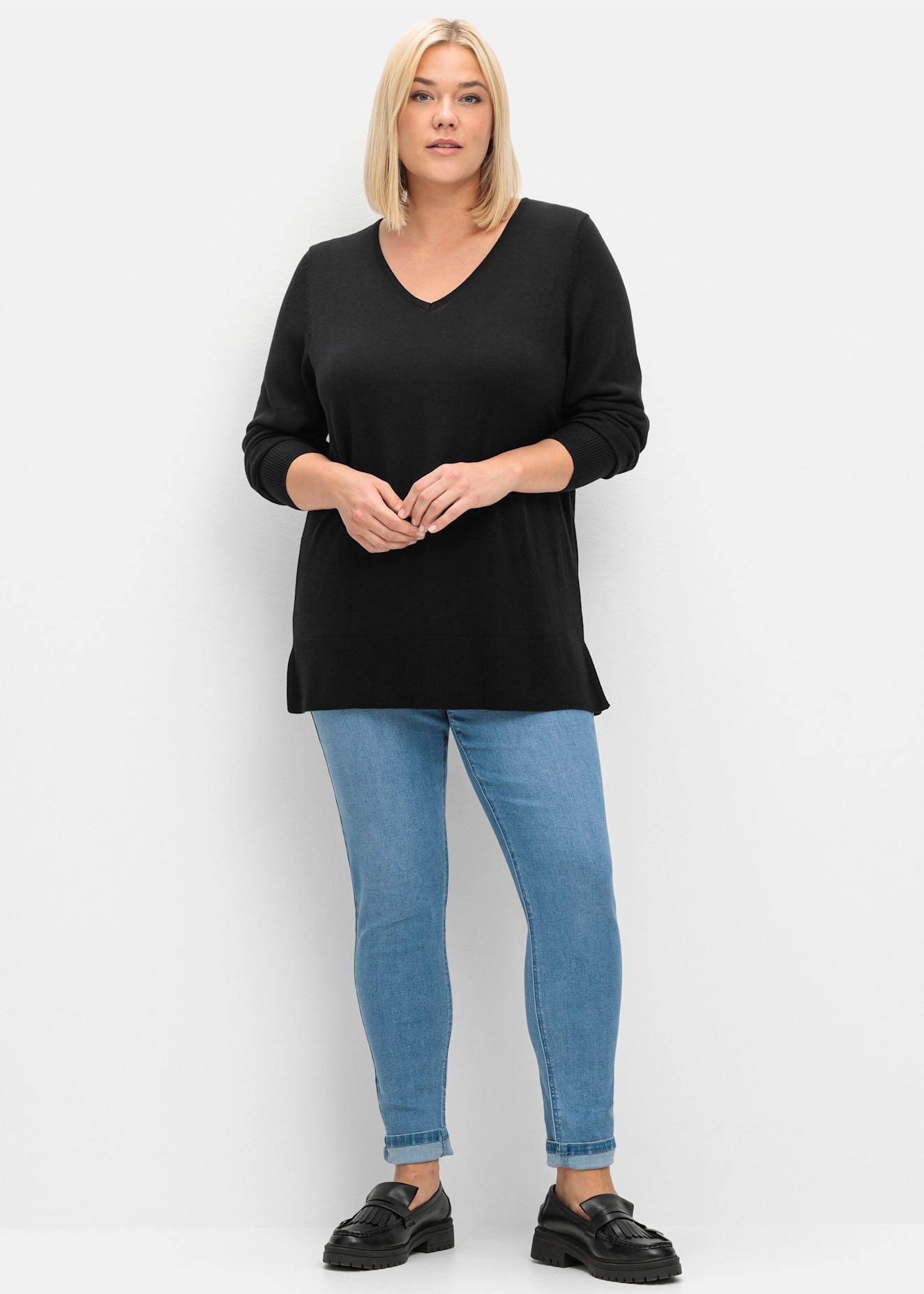 Sheego V-Ausschnitt-Pullover »V-Ausschnitt-Pullover«
