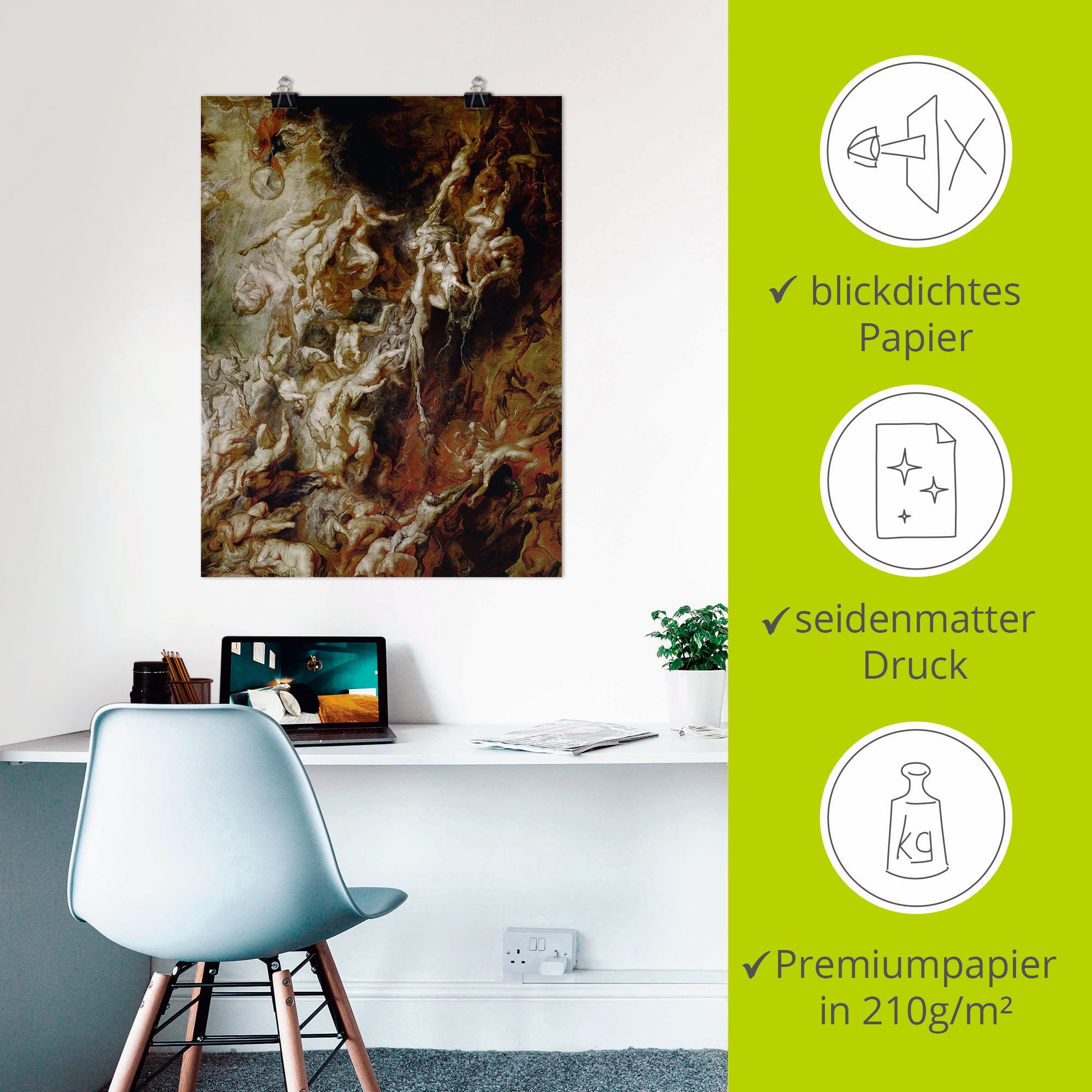 Artland Kunstdruck »Höllensturz der Verdammten I«, klassische Fantasie, (1 St.), als Leinwandbild, Poster, Wandaufkleber in verschied. Grössen