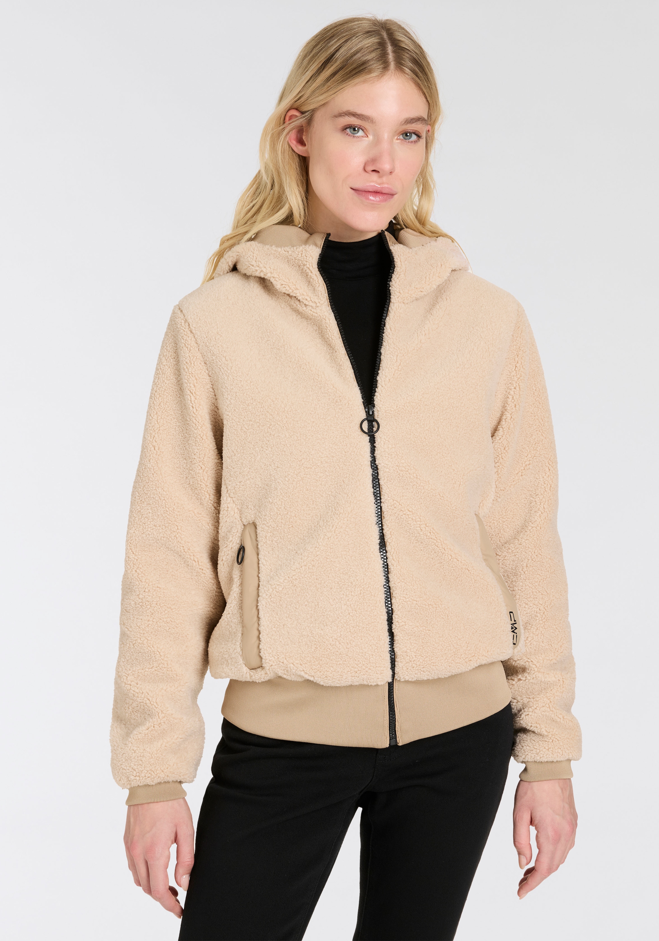 Fleecejacke, mit Kapuze