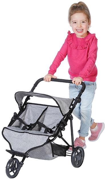 Knorrtoys® Puppen-Zwillingsbuggy »Duo - Jeans Grey«