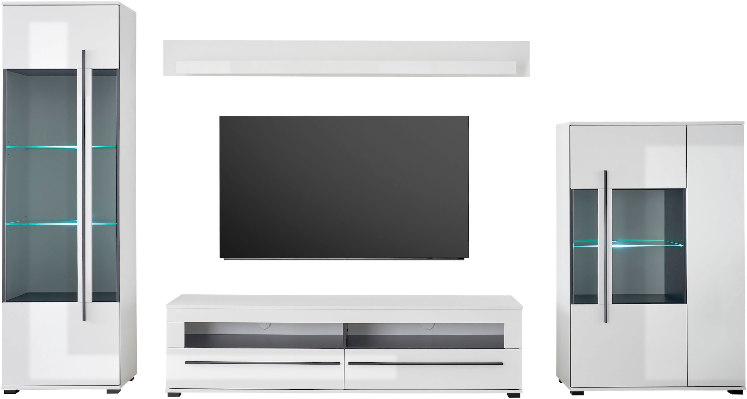 INOSIGN Wohnwand »Cantara, moderne Anbauwand, Wohnzimmer-Set, in Eiche Evoke oder Weiss«, (Set, 4 St.)