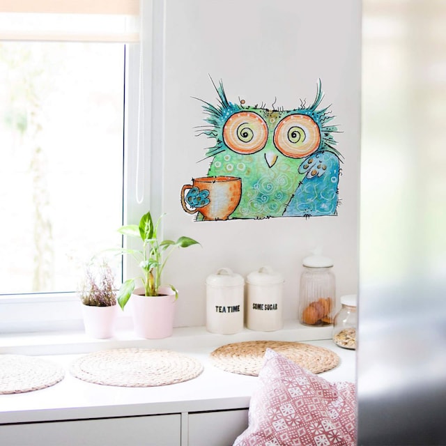Owl«, Wall-Art Eule - | Coffee St.) bestellen online »Vogel Wandtattoo (1 Jelmoli-Versand Kaffee
