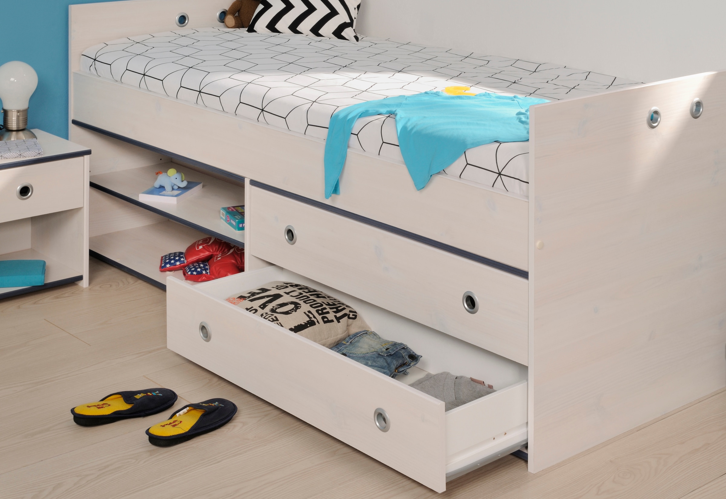 Parisot Jugendzimmer-Set »Smoozy«, (2 tlg., Kleiderstange, Schreibtisch und Regal mit Vorhang)