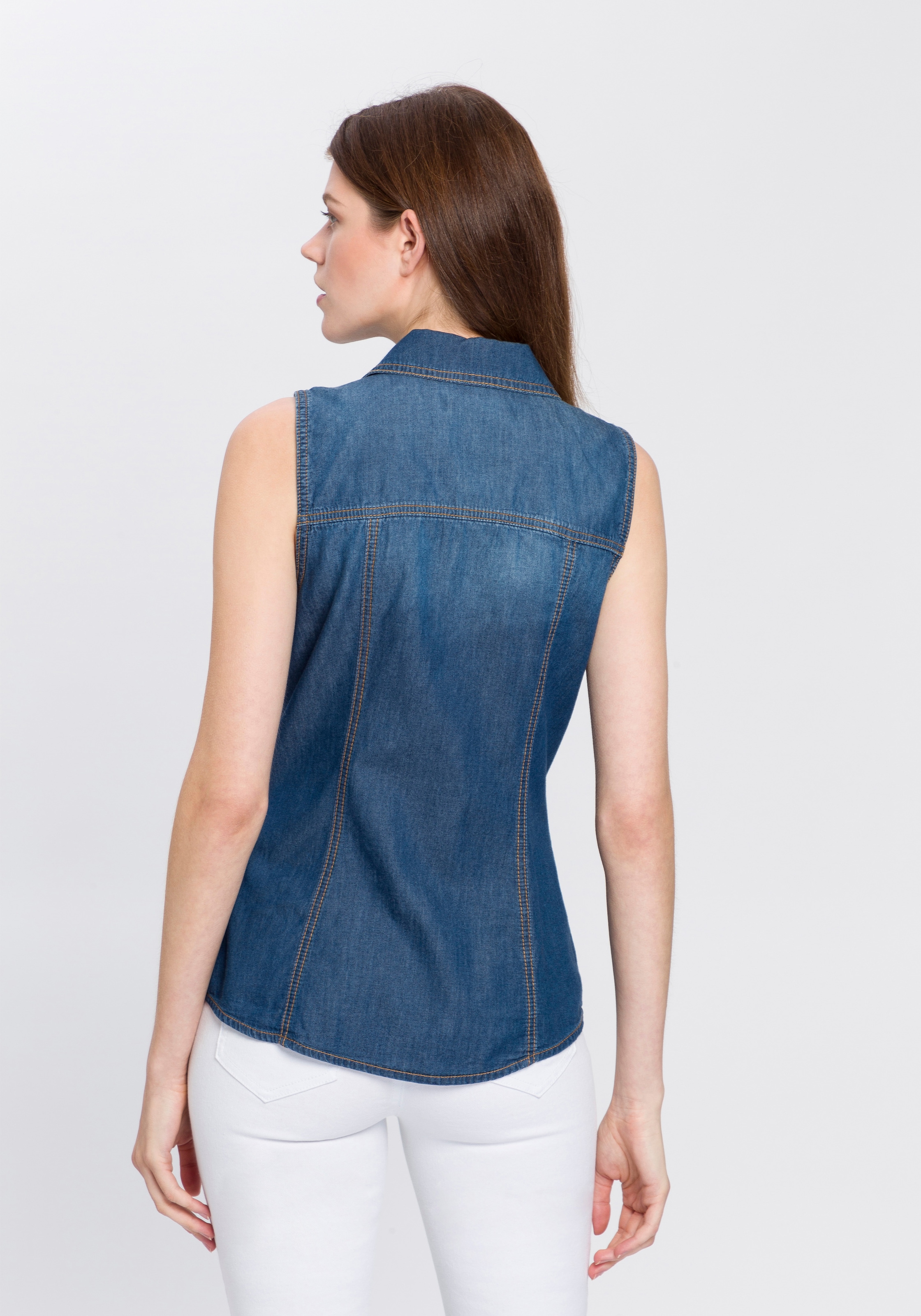 kaufen Jeansbluse, mit Knöpfen online Arizona Jelmoli-Versand Perlmuttoptik in |