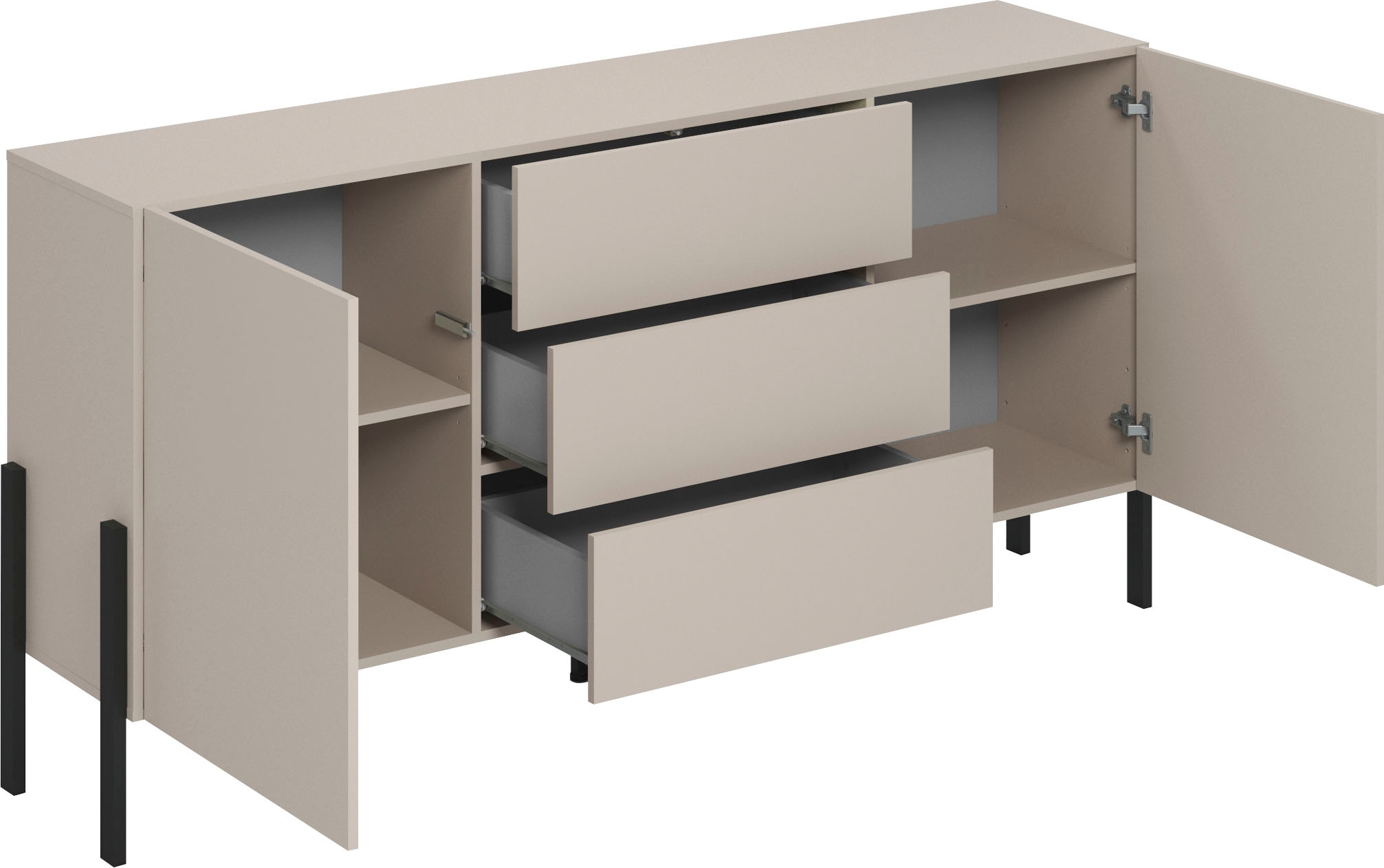 INOSIGN Sideboard »Jukon, Breite 150 bzw.180 cm, moderne grifflose Kommode«, Schubladenschrank 2 Türen/3 Schubkästen, push-to-open-Funktion