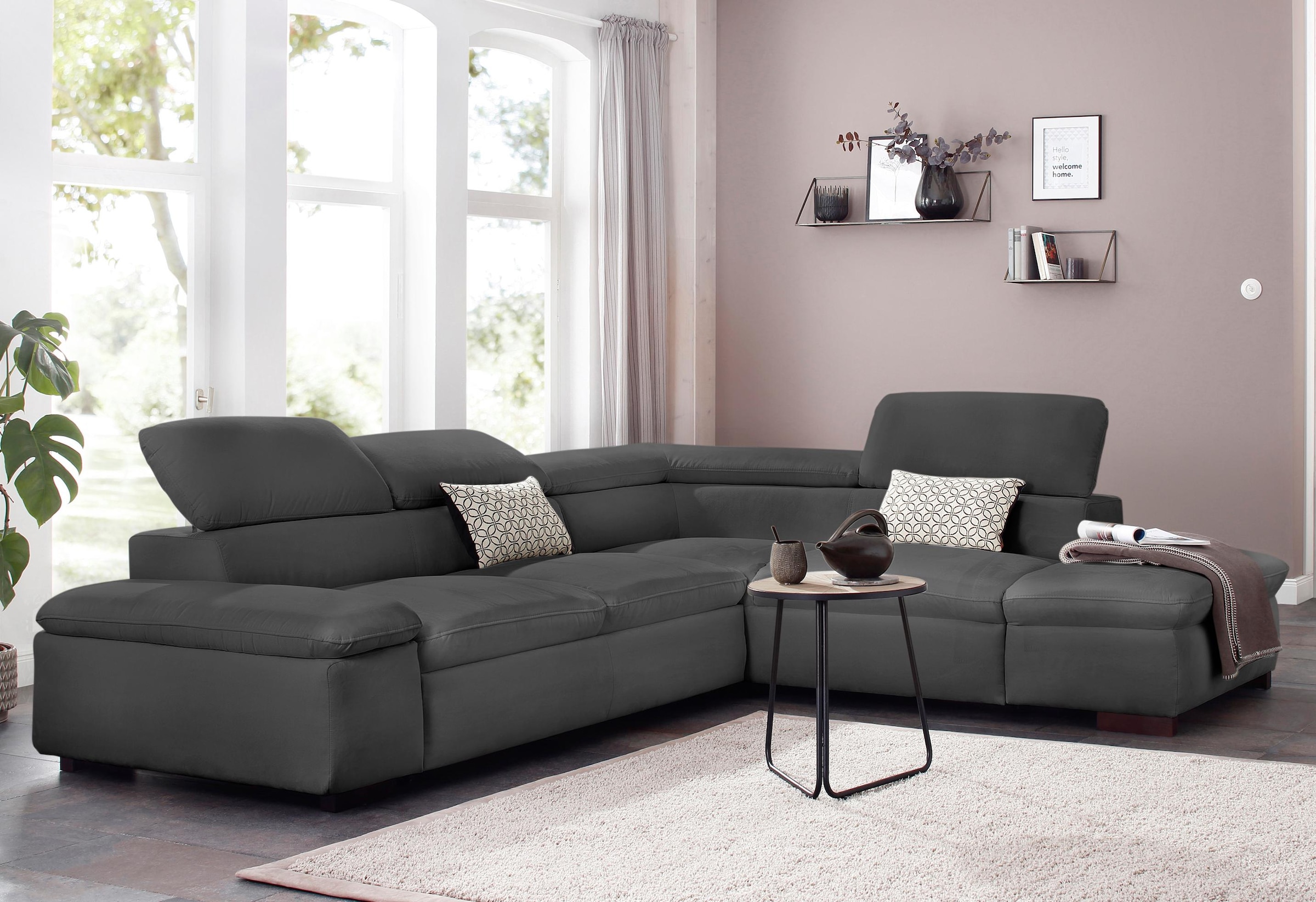 Home affaire Ecksofa »Alberto L-Form«, mit Kopfteilverstellung, wahlweise mit Bettfunktion