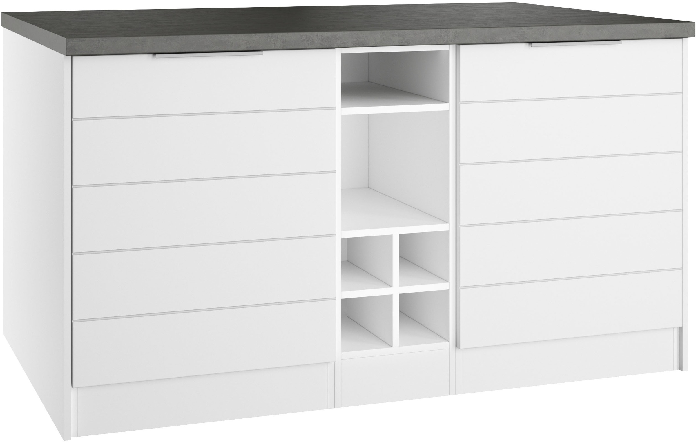 KOCHSTATION Kücheninsel "KS-Luhe, Breite 153 cm, mit Flaschenregal" MDF-Fronten, Arbeitsplatte 38mm stark