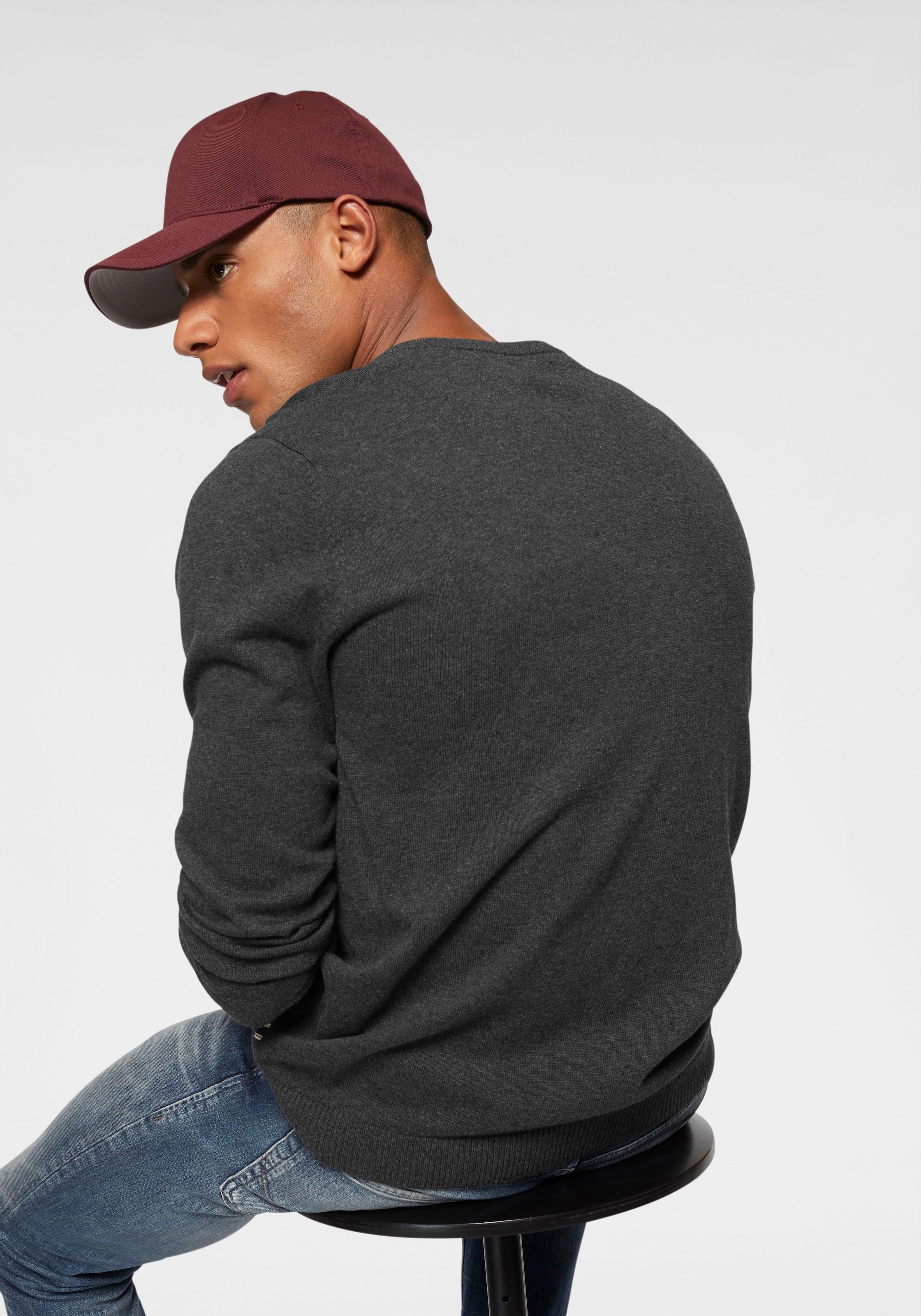 Jack & Jones V-Ausschnitt-Pullover »JJEBASIC mit V-Ausschnitt, ideal für Herbst und Alltag«, unifarben, modisch, slim fit, Baumwolle, V-Ausschnitt