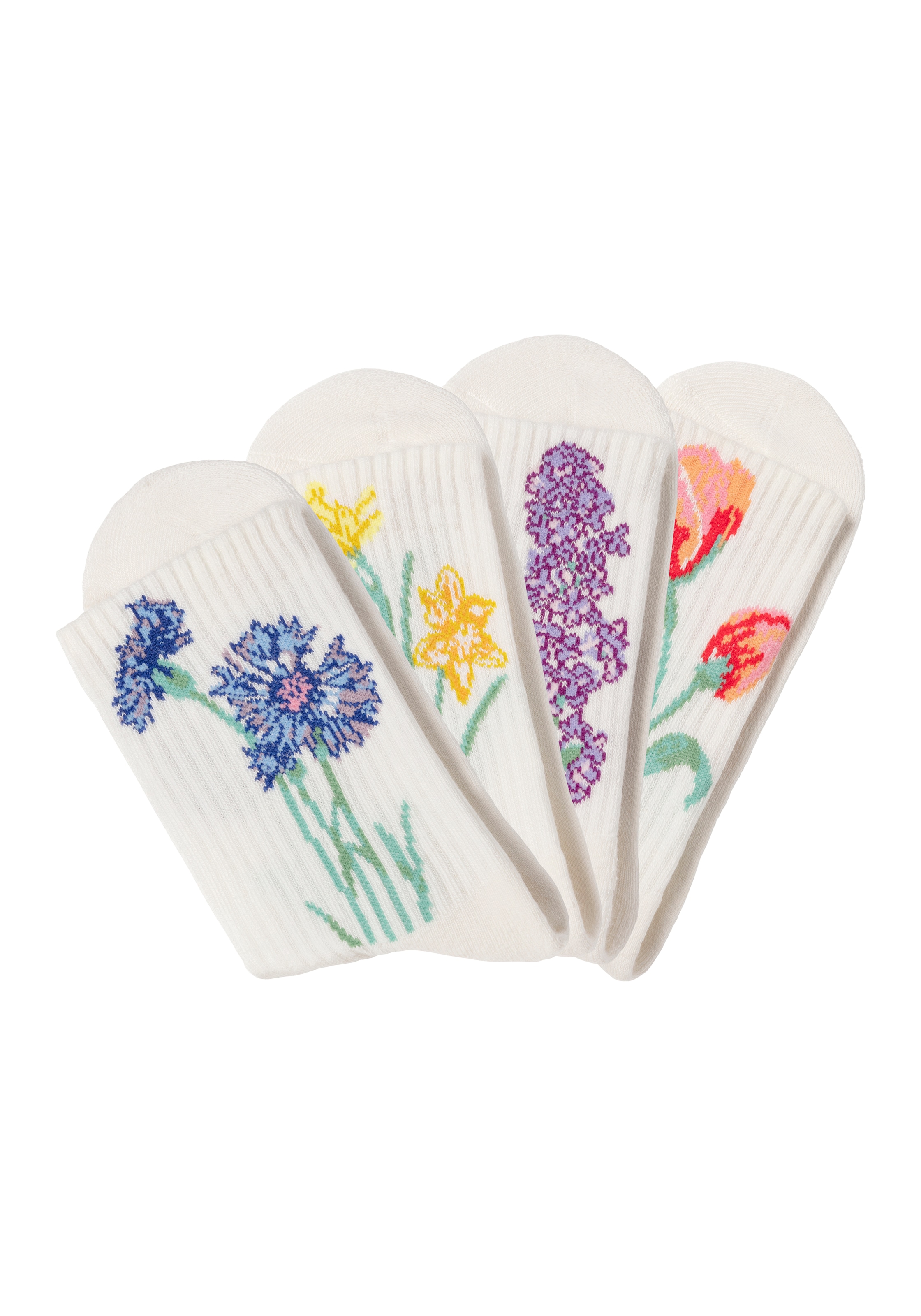 LASCANA Basicsocken, (Packung, 4 Paar), mit eingestrickten Blumen Motiven  online kaufen bei Jelmoli-Versand Schweiz