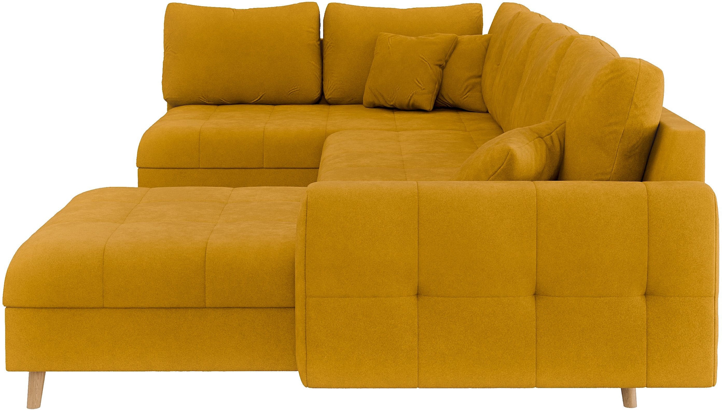 Home affaire Wohnlandschaft »CHARRE U-Form mit Ottomane, Masse B/T/H: 310/161/81 cm«, feine Steppung, lose Rücken- und Zierkissen, auch in Cord und Bouclé