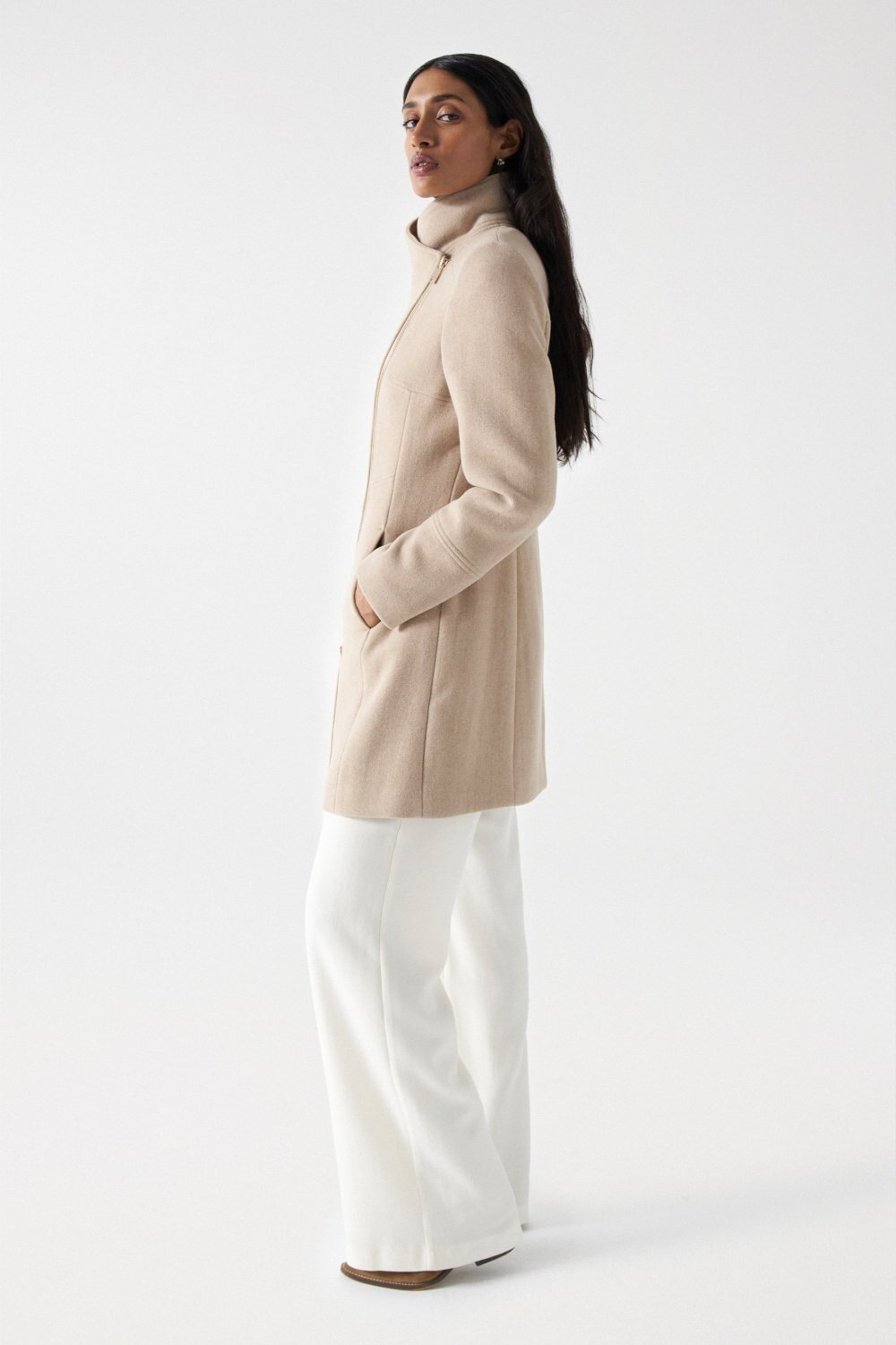 Salsa Wolljacke »Salsa Jeans Wollmantel Wool Coat With Fur Collar«
