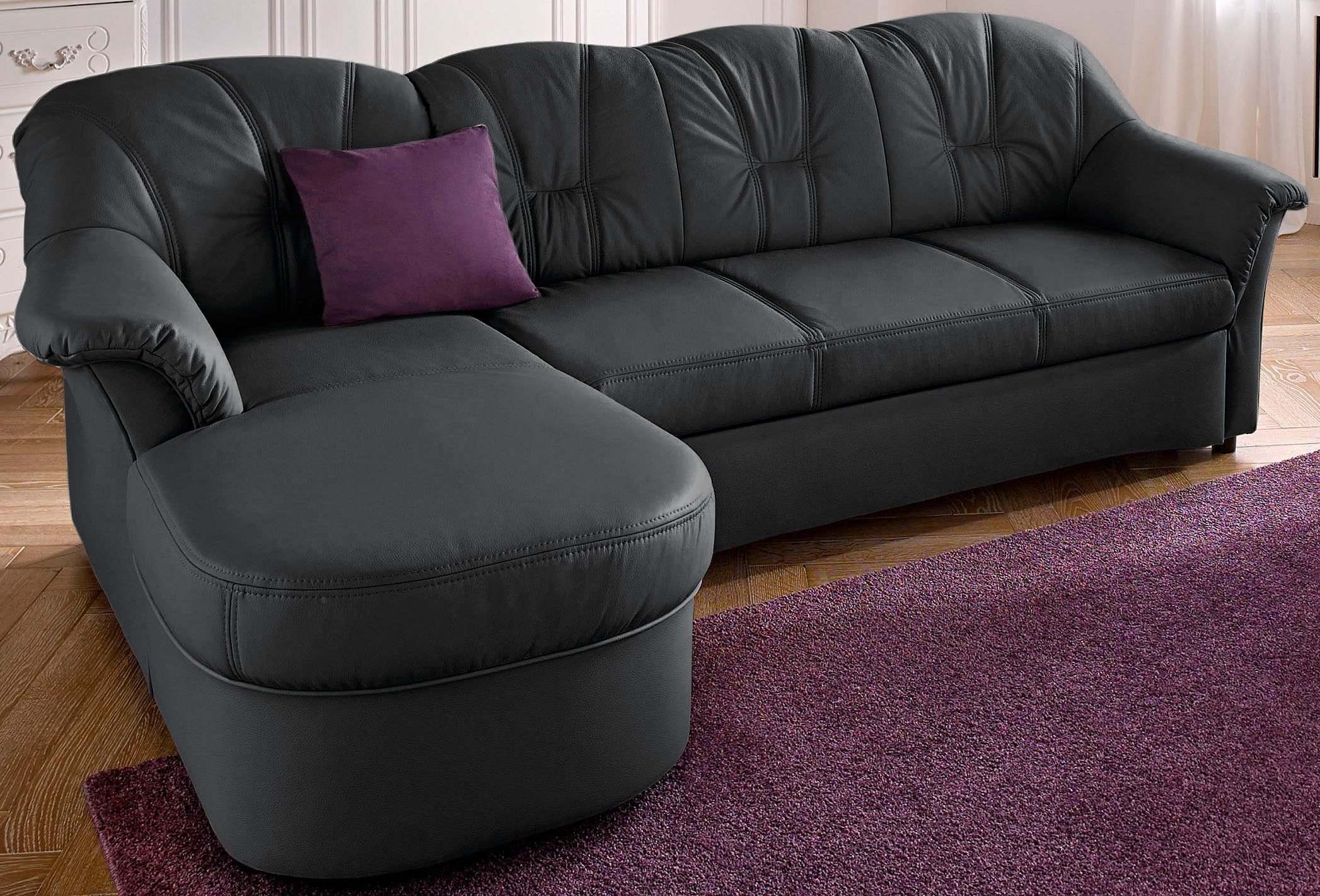 DOMO collection Ecksofa »Flores Schlafsofa, B/T/H: 233/142/86 cm, L-Form«, wahlweise mit Bettfunktion, wahlweise mit Federkern, auch in Leder