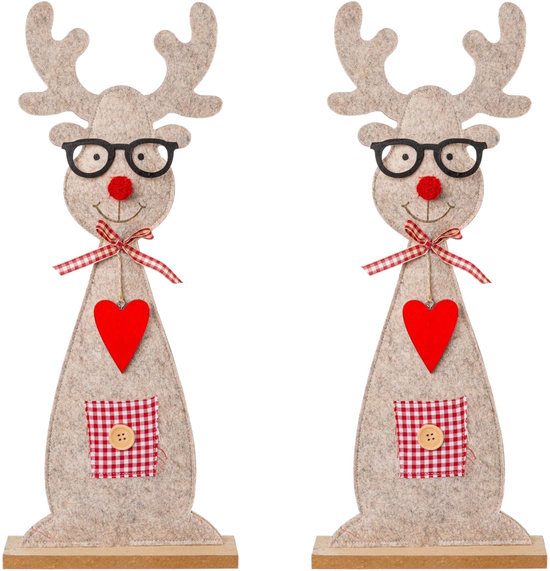 Creativ deco Dekofigur »Weihnachtsdeko«, (Set, 2 St.), aus Filz mit  niedlicher Brille online kaufen | Jelmoli-Versand