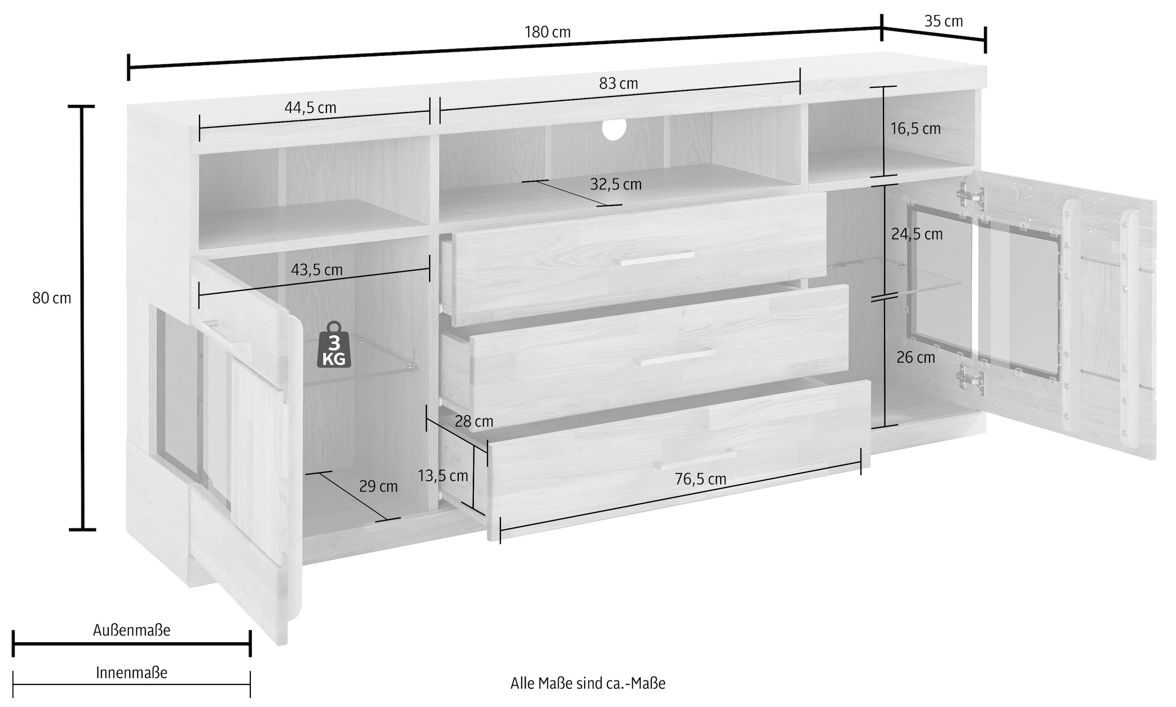 Home affaire Sideboard »Ribe«, Breite 180 cm