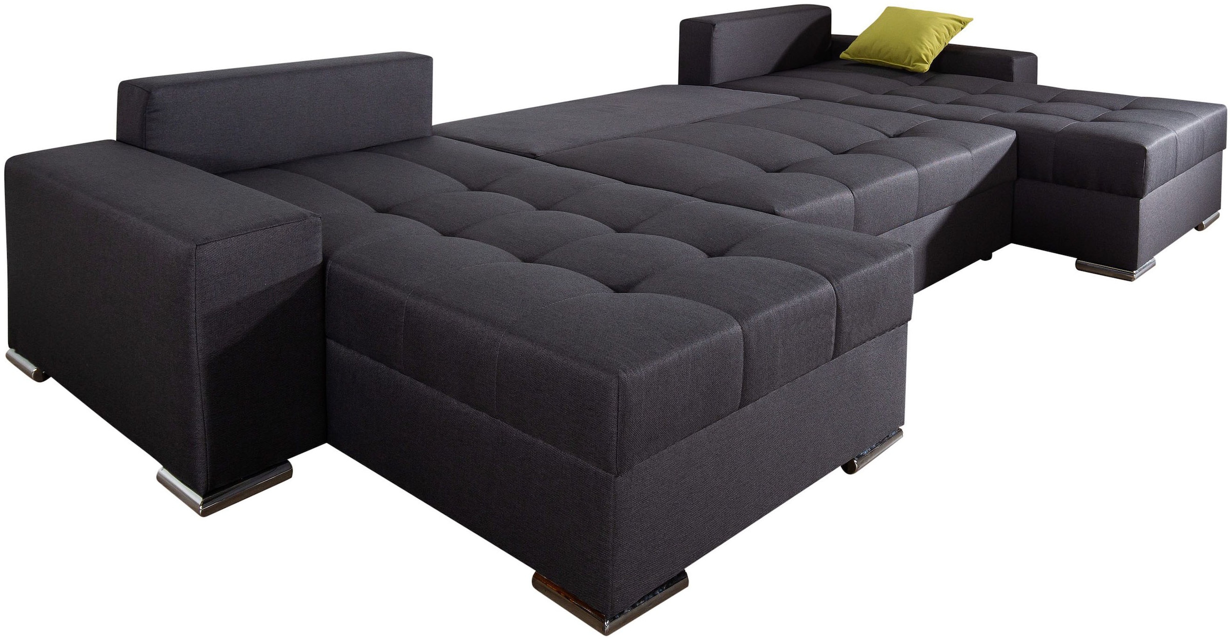 COLLECTION AB Wohnlandschaft »Josy XL U-Form, B: 313 cm in Flachgewebe, Struktur, Kunstleder«, mit Bettfunktion, Bettkasten & 2 Zierkissen, Federkern