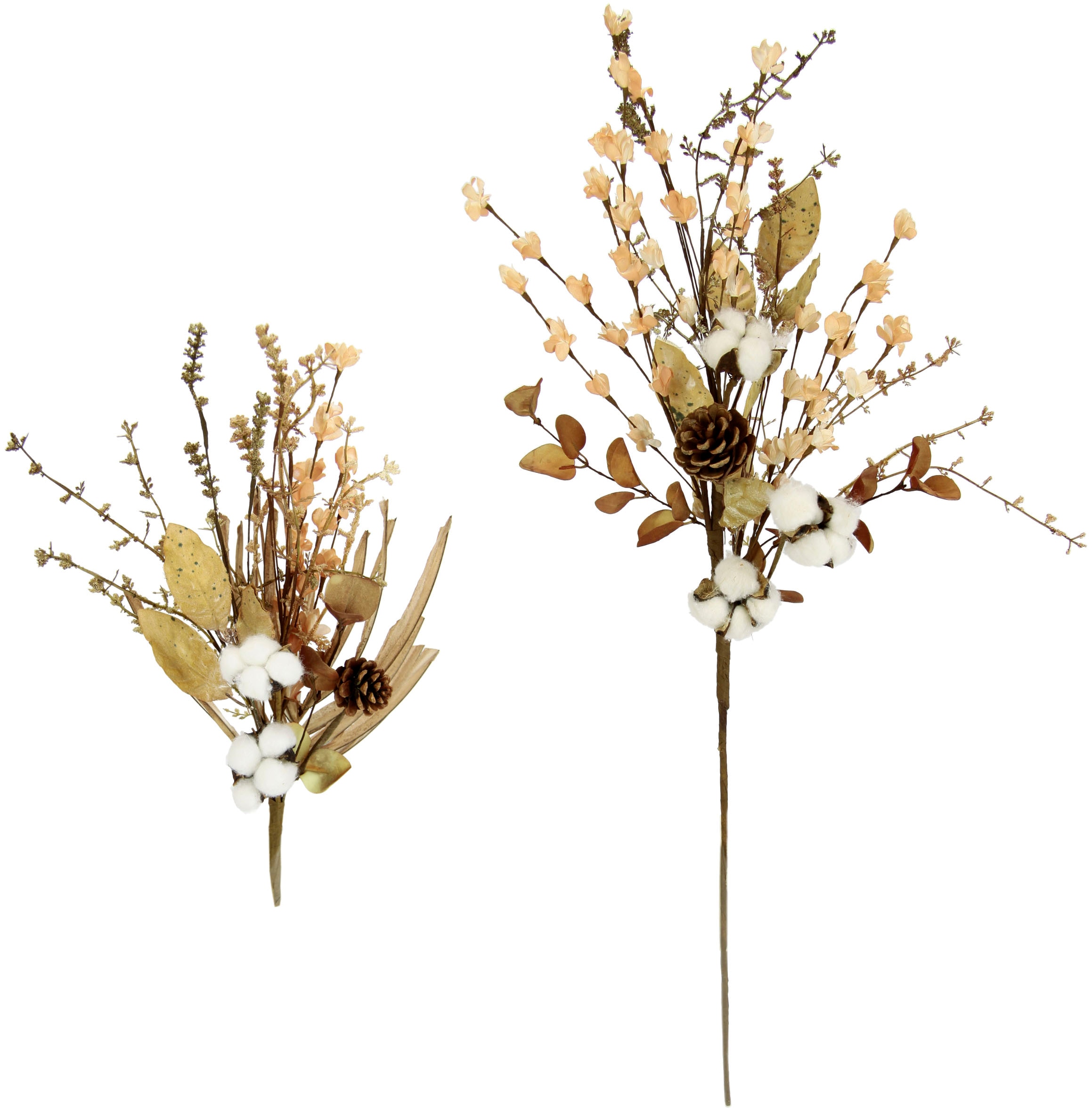 I.GE.A. Kunstblume mit bestellen Jelmoli-Versand Set Dekozweig Blumen Künstliche online »Baumwollzweig Herbstzweig Graszweig Zapfen«, | 2er