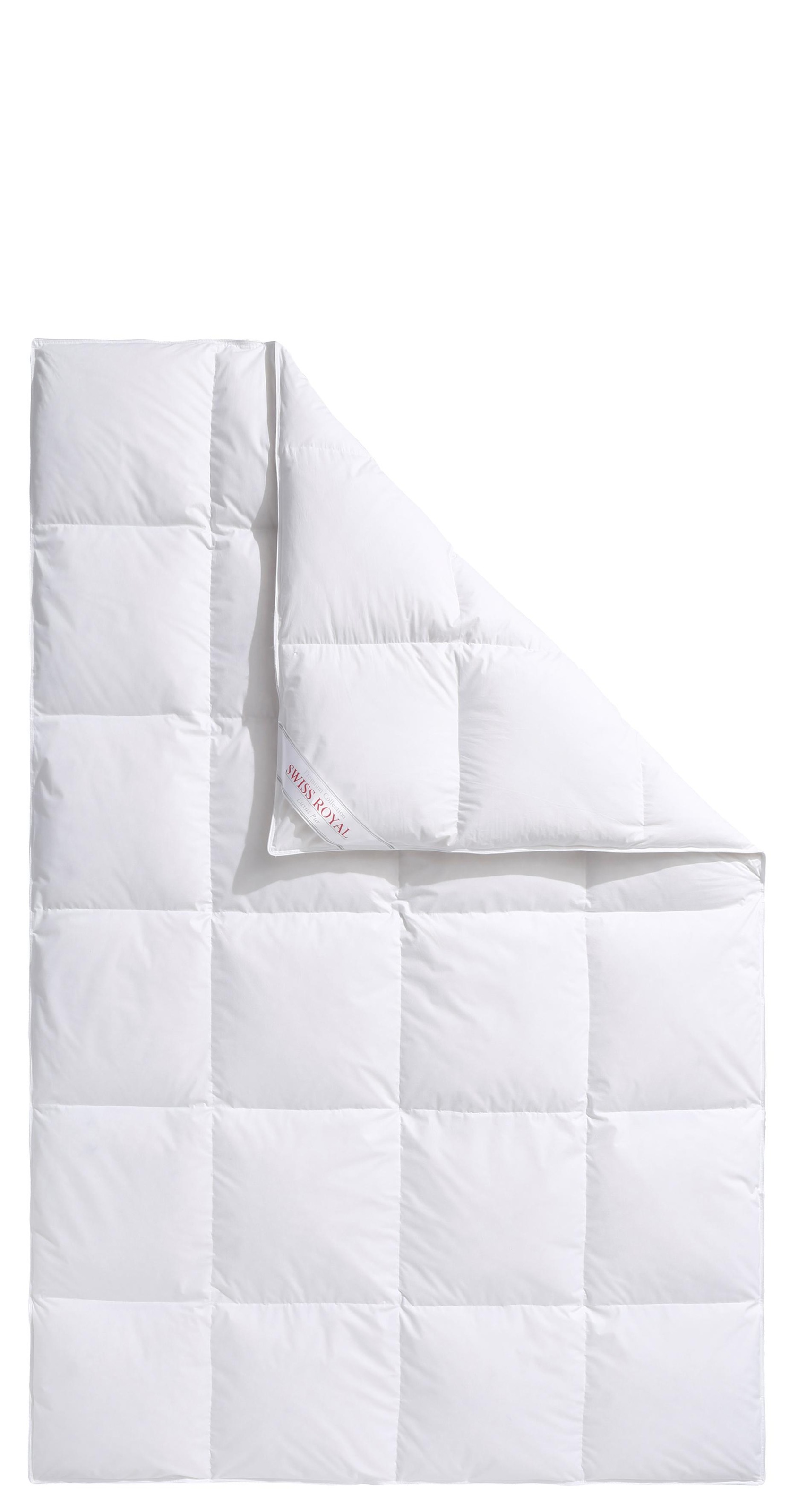 Haeussling Daunenbettdecke »Swiss Royal, Bettdecken für Sommer und Winter, Ganzjahresdecke, Decke«, warm, Füllung 90% Daunen, 10% Federn, Bezug 100% Baumwolle, (1 St.), Bettdecke 135x200 cm, 155x220 cm & weitere Grössen, Made in Germany