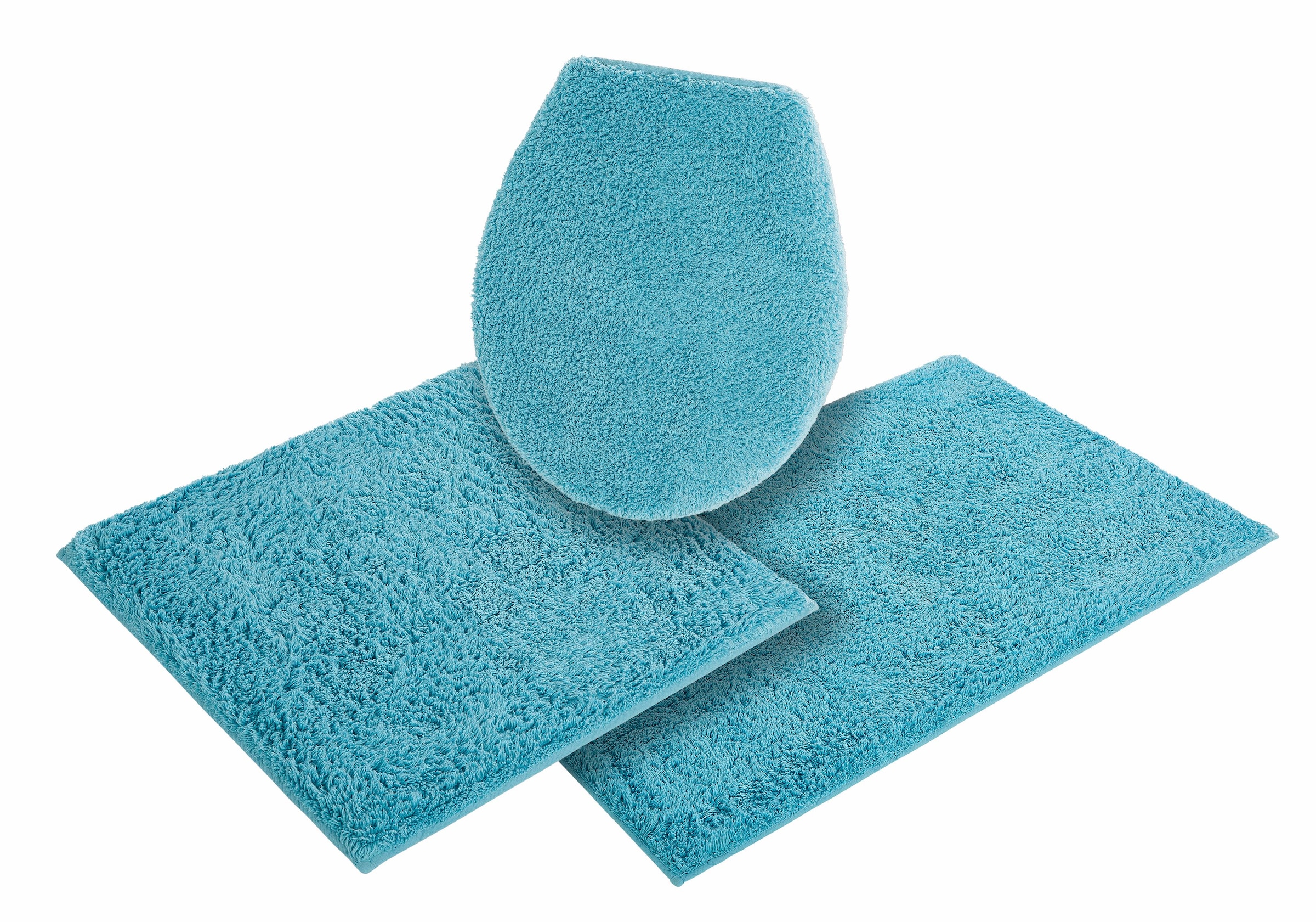 my home Badematte »Maren, Badvorleger, Badezimmer Teppich«, rutschhemmend beschichtet, fussbodenheizungsgeeignet, Bio-Baumwolle, Badteppich, Badematten auch als 3 teiliges Set