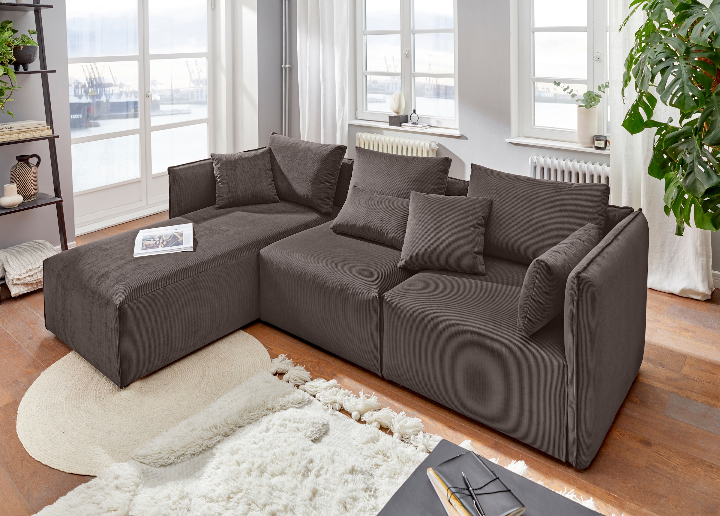 elbgestoeber Ecksofa »Elbdock«, (3 St.), zusammengesetzt aus Modulen, in vielen Bezugsqualitäten und Farben