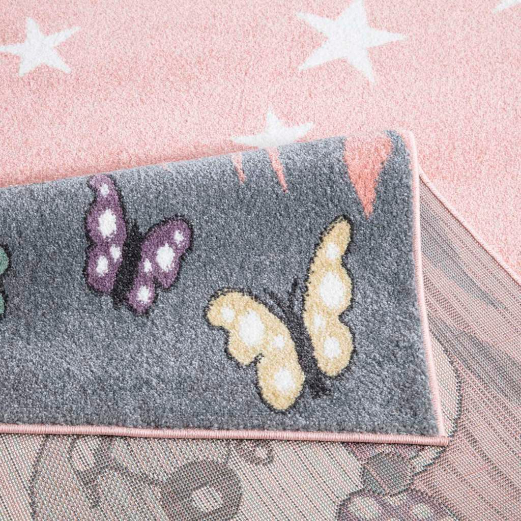 Carpet City Kinderteppich »ANIME916«, rechteckig, 11 mm Höhe, Kinderzimmer Teppich Modern mit Mond, Blumen, Wolken, Creme, Multi