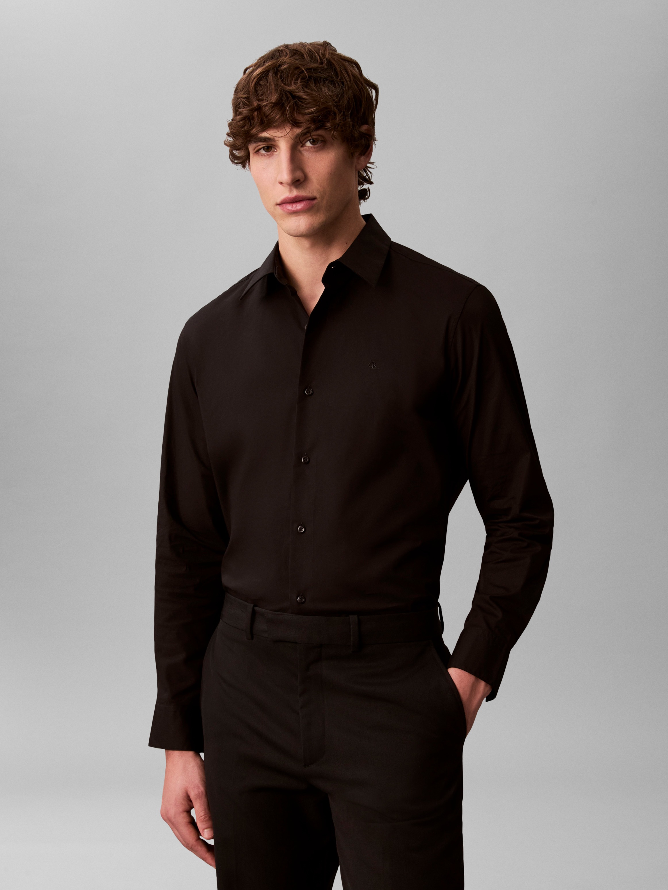 Calvin Klein Businesshemd "LS SOLID STRETCH CLASSIC SHIRT" mit Kentkragen
