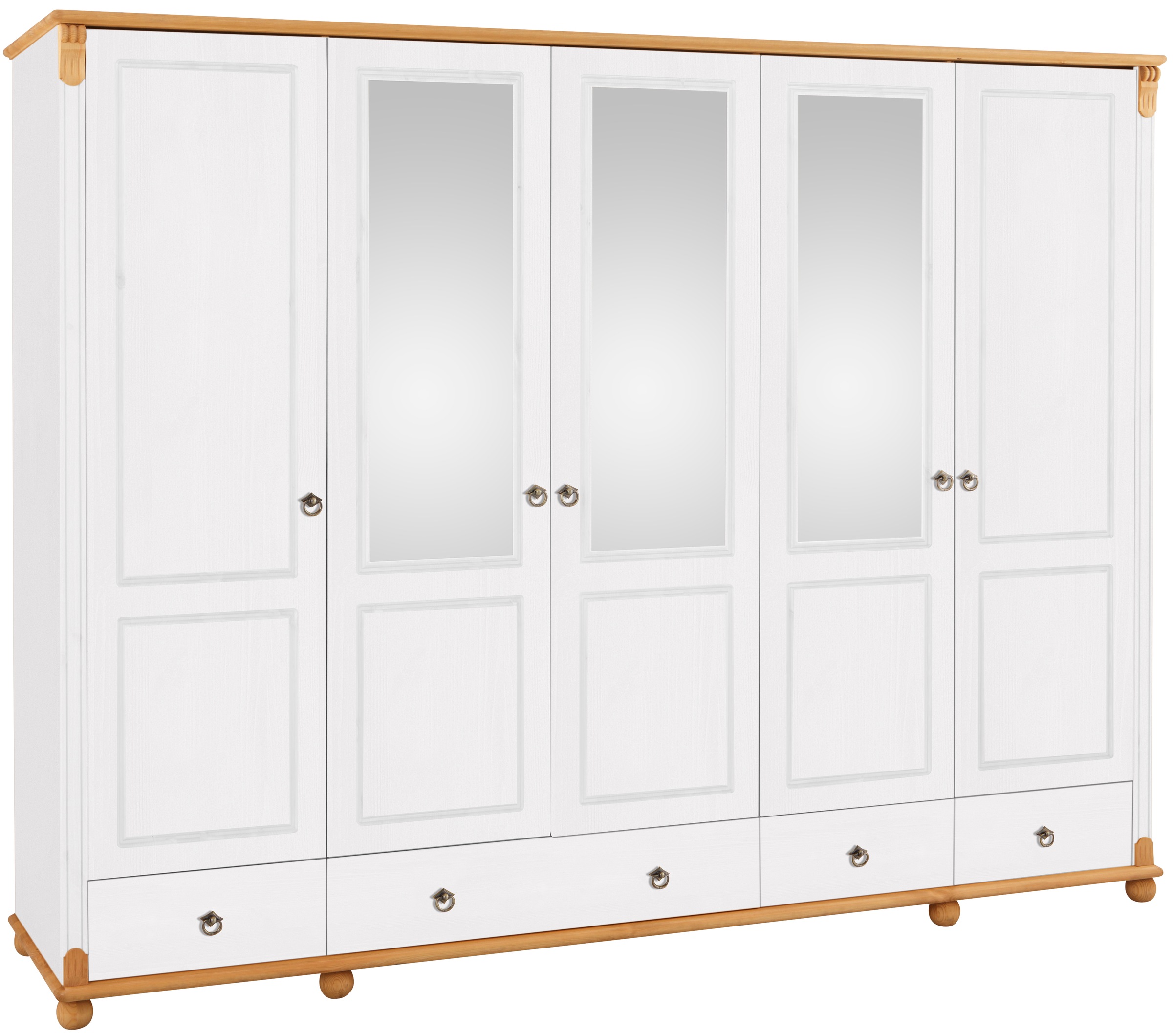 GOODproduct Kleiderschrank »Tessin« B/H/T ca. 245/191/59 cm, Breite 245 cm, Kiefer massiv, mit Spiegel