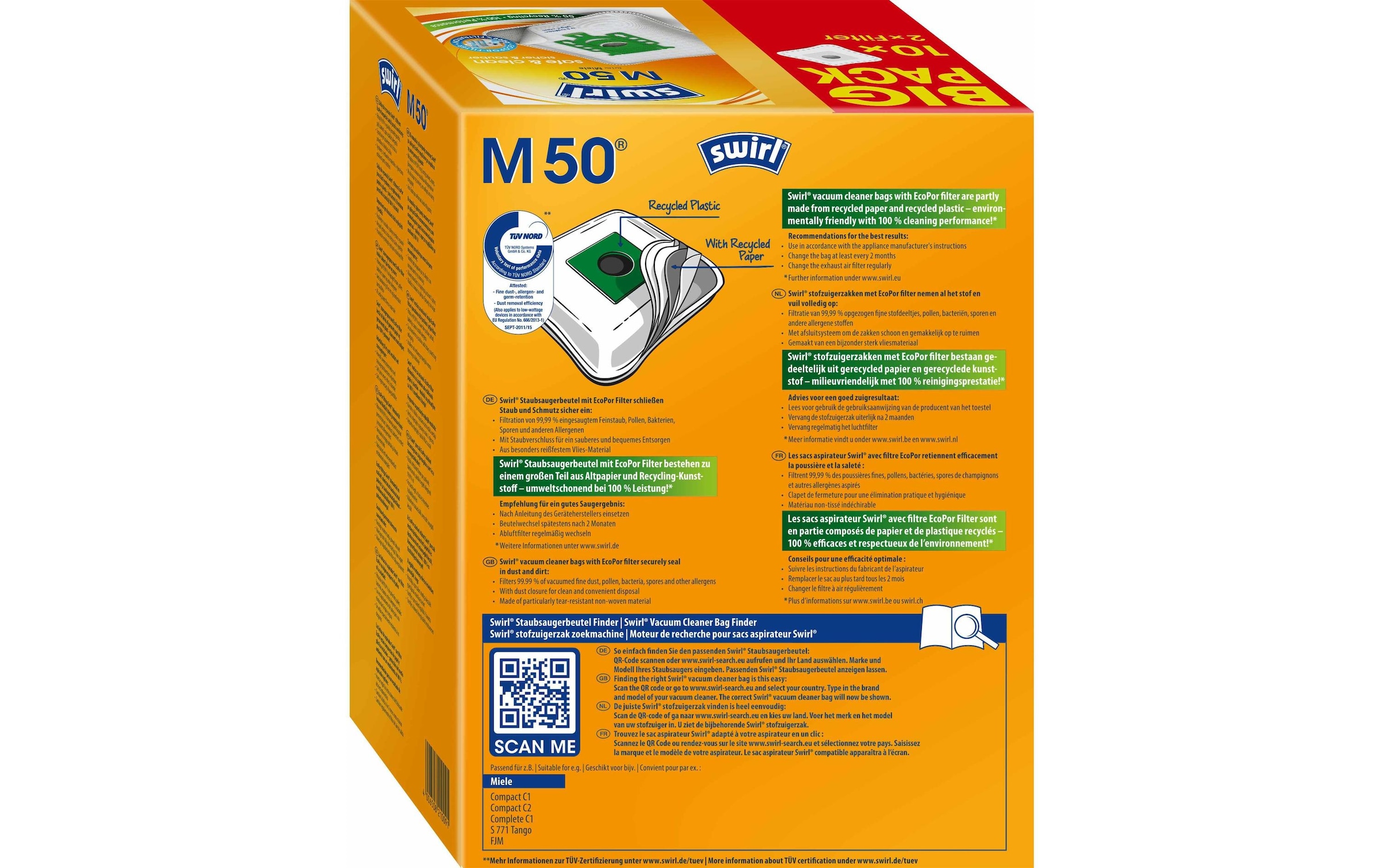 Swirl Staubsaugerbeutel »M50 Big Pack 10 Stück«, (10 St.)