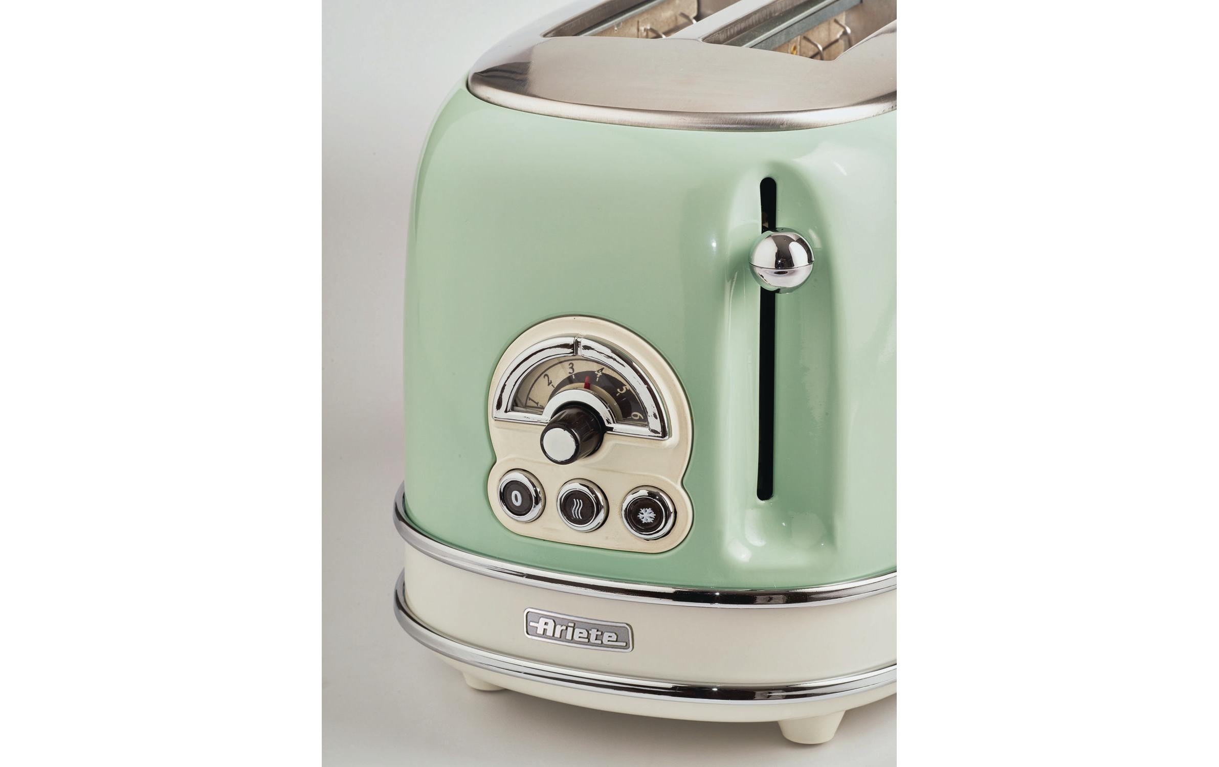 Ariete Toaster »Vintage 2 Schlitze, Grün«, für 2 Scheiben, 810 W, Lieferung mit passendem CH-Fixadapter
