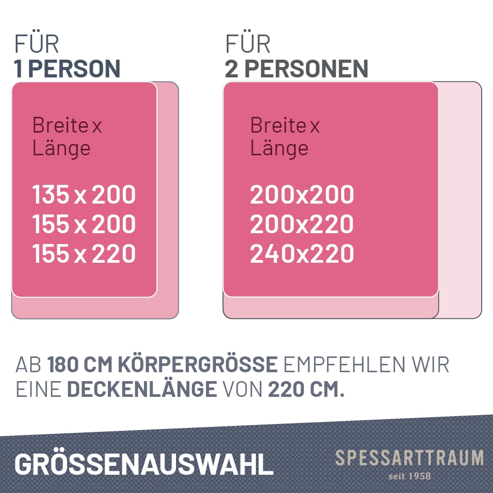 SPESSARTTRAUM Gänsedaunenbettdecke »Premium****, hergestellt in Deutschland«, Füllung 100% Gänsedaunen, Klasse 1, Downpass zertifiziert, Bezug 100% Baumwolle, nachhaltig (Made in Green), Hausstauballergiker geeignet, (1 St.)