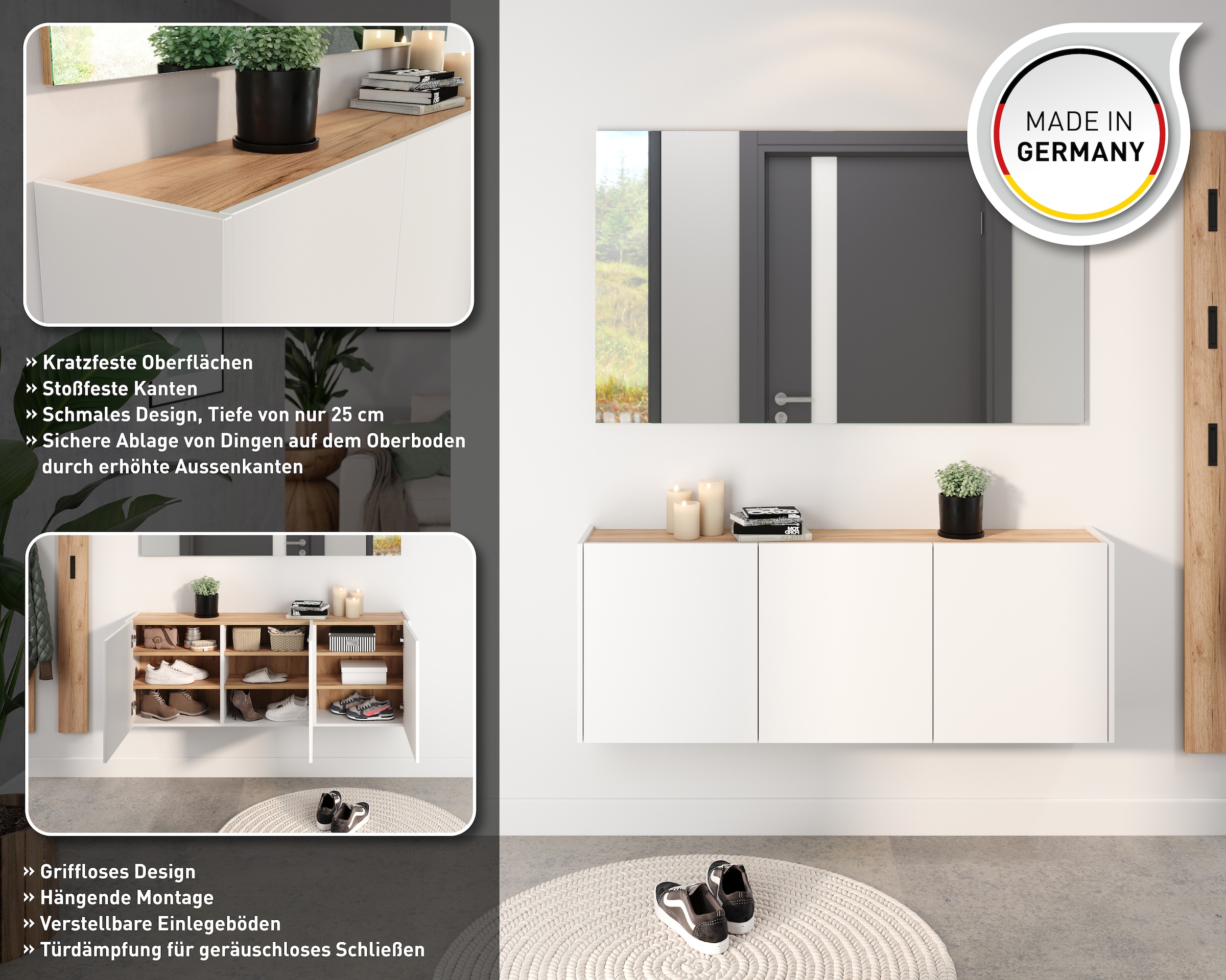 GERMANIA Mehrzweckschrank »GW-Libbiano«, (1 St.), ideal für schmale Flure, Breite 138 cm, in 3 verschiedenen Höhen
