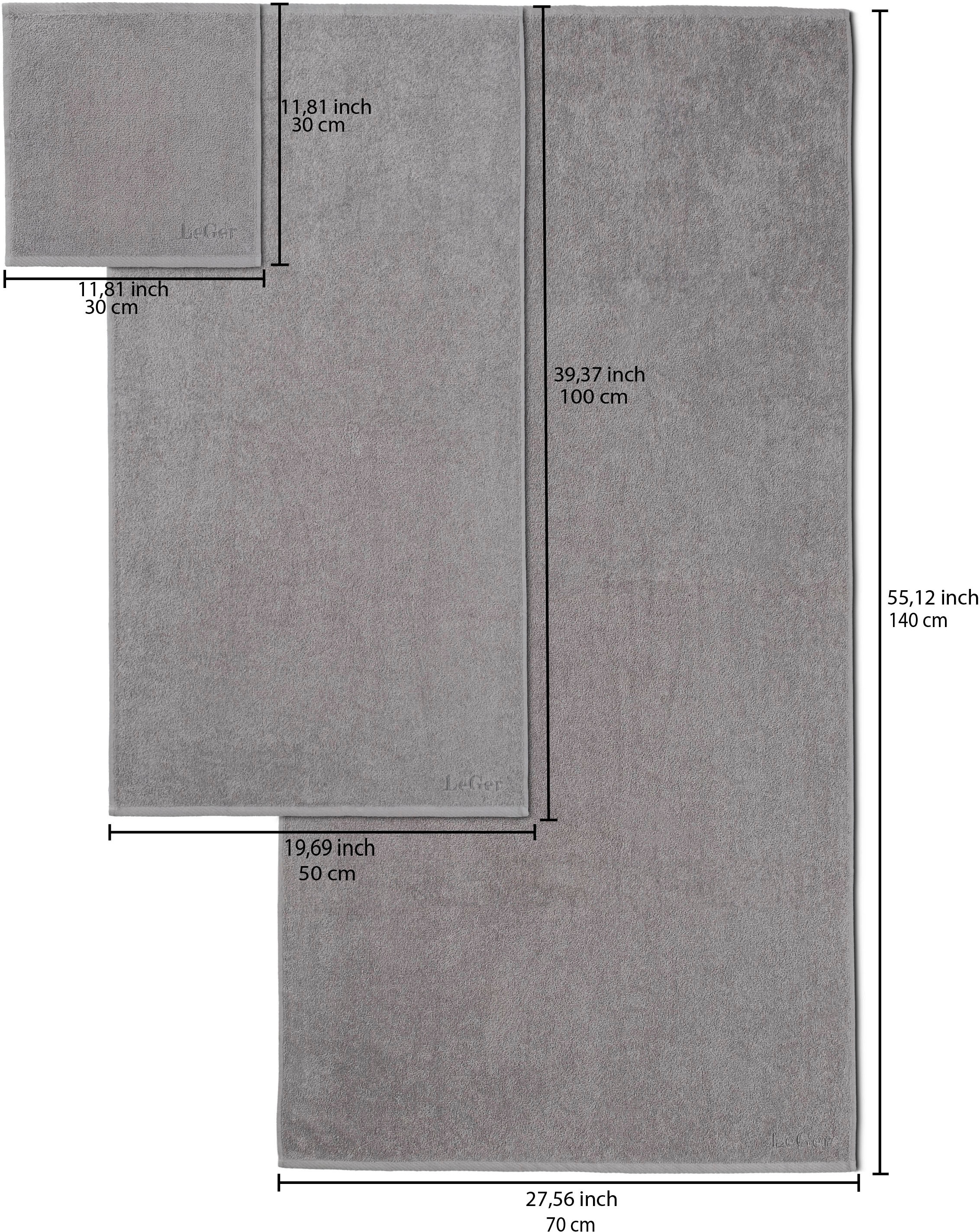 LeGer Home by Lena Gercke Handtuch Set »Lovina, Duschtücher, Handtücher, Seiftücher«, (6 St., 2 Duschtüchern (70x140cm)-2 Handtüchern (50x100cm)-2 Seiftüchern (30x30cm), Handtücher mit Logostikerei, 100% Baumwolle, einfarbig, weich