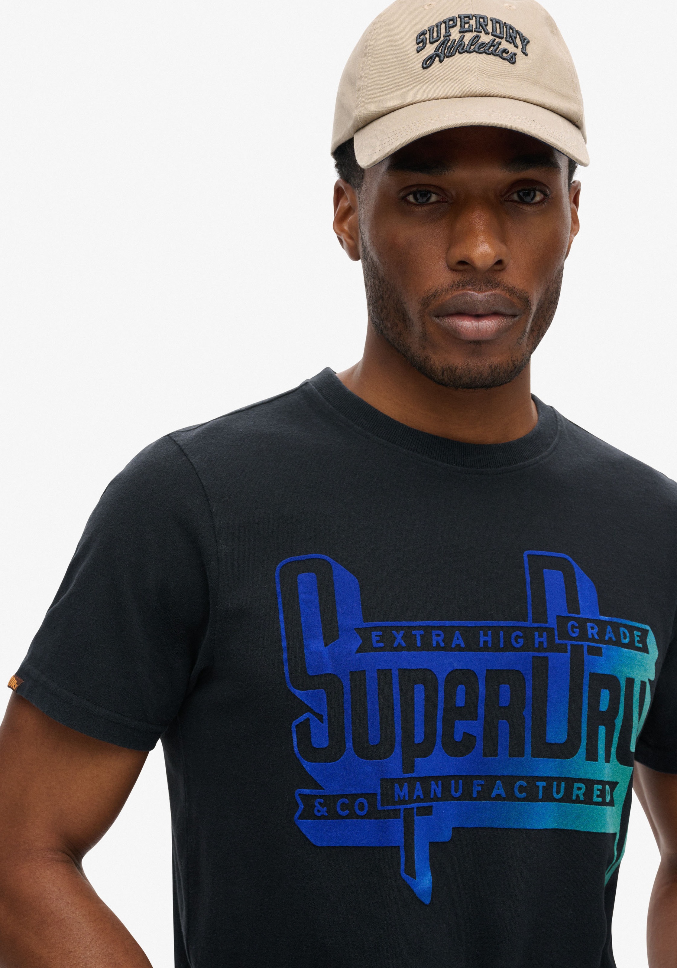 Superdry Rundhalsshirt »FLOCKED FADE GRAPHIC T SHIRT«