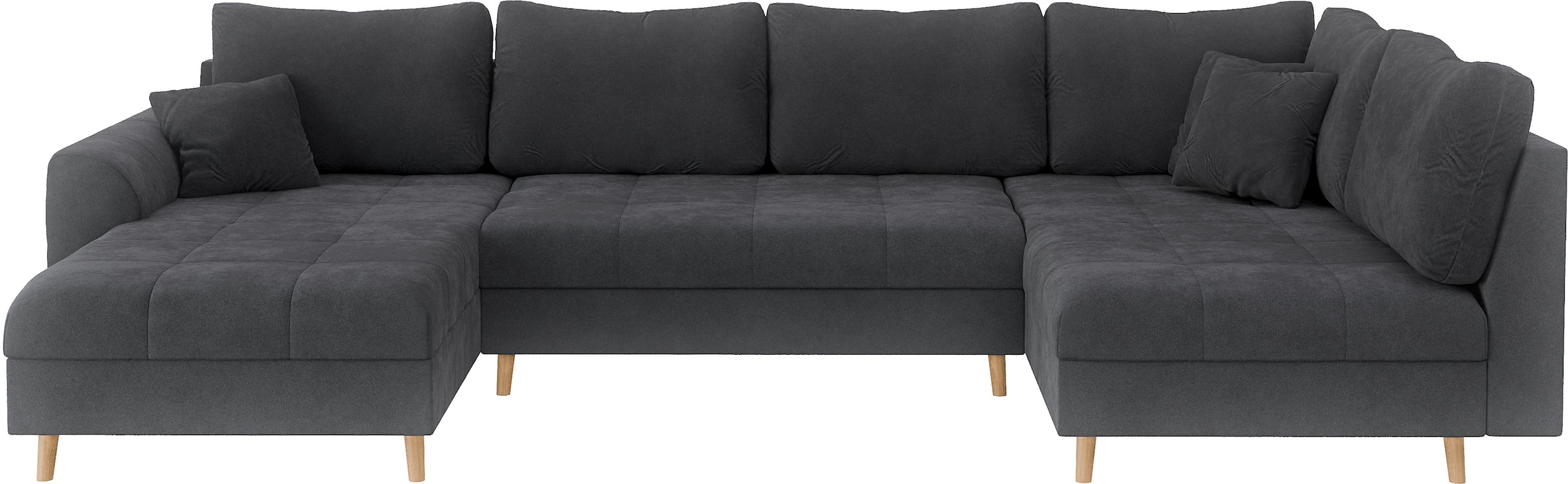 Home affaire Wohnlandschaft »CHARRE U-Form mit Ottomane, Masse B/T/H: 310/161/81 cm«, feine Steppung, lose Rücken- und Zierkissen, auch in Cord und Bouclé