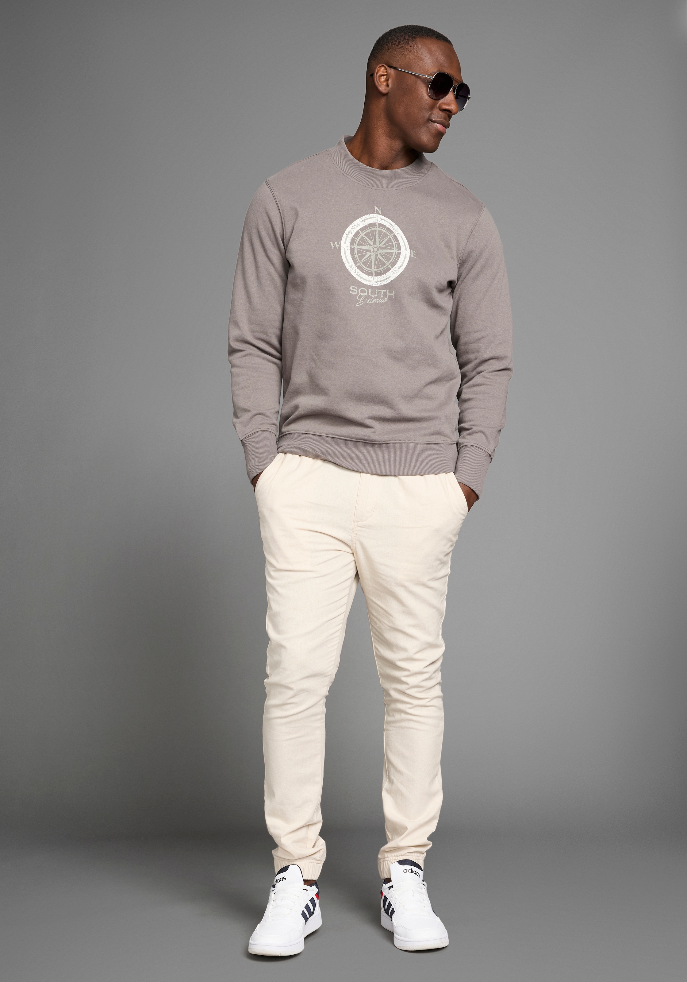 DELMAO Sweatshirt, lange Ärmel, lässige Passform, mit Print, Rundhals